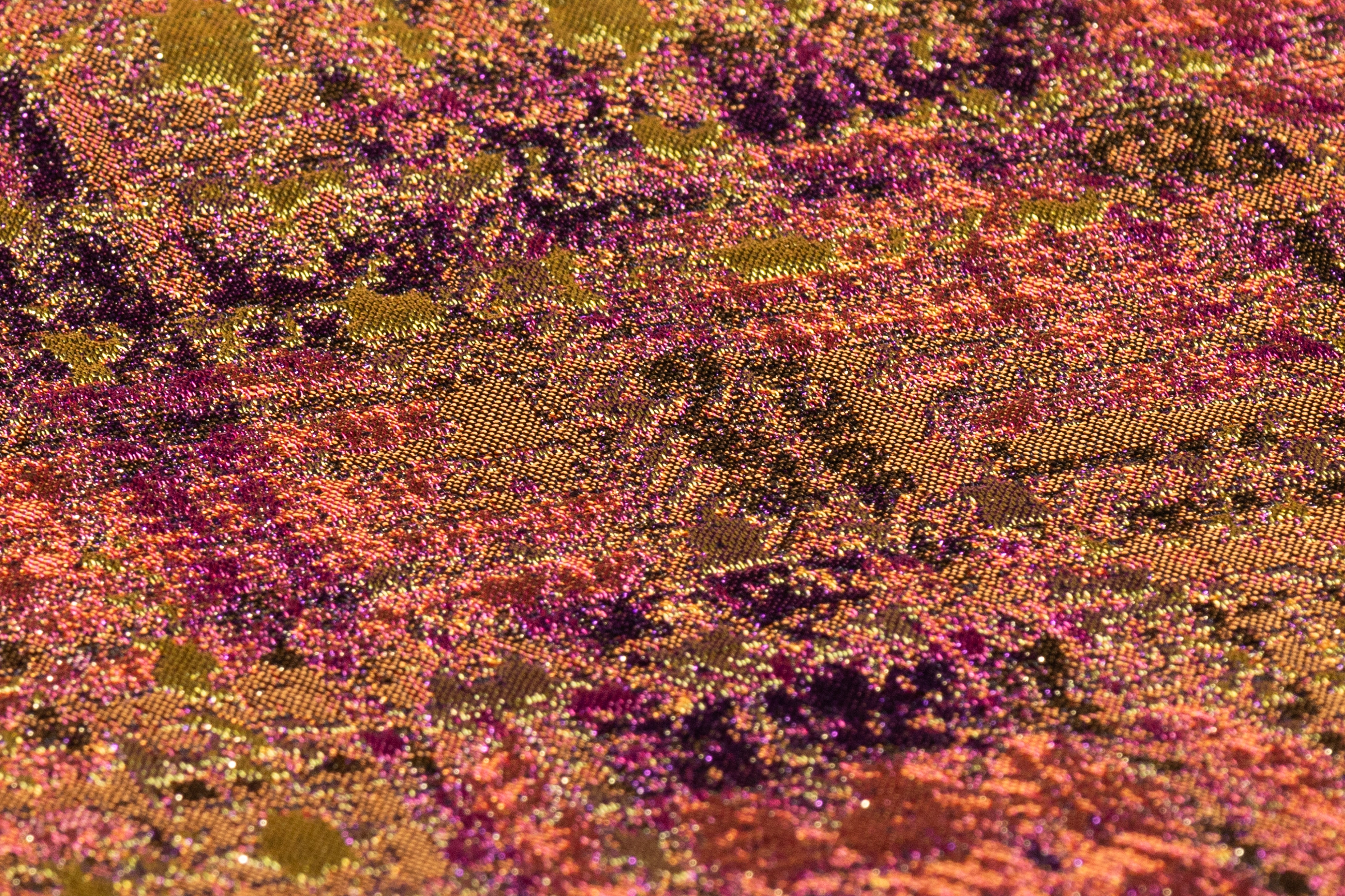 Checked Metallic Italian Brocade - Purple / Gold / Brown