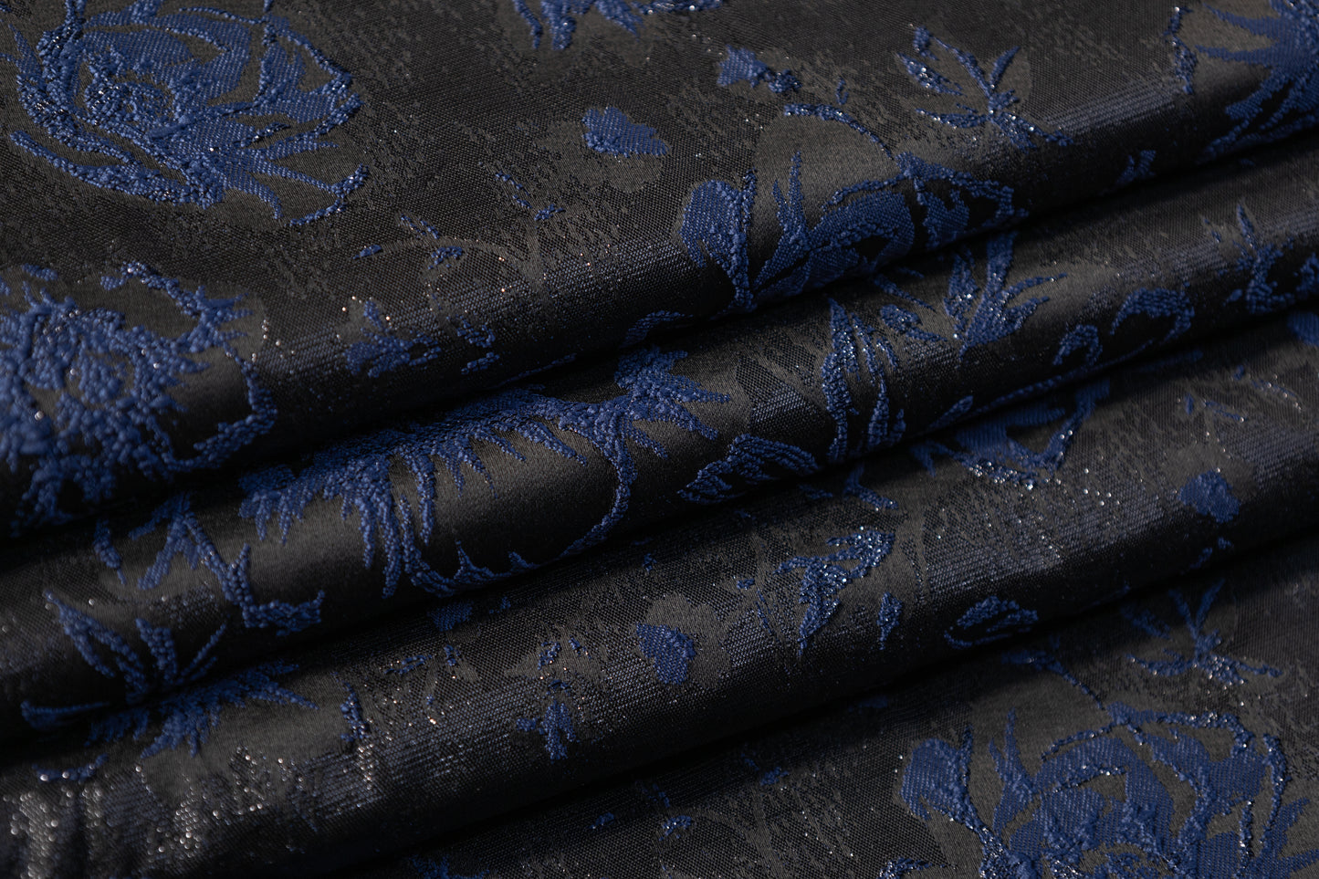 Floral Metallic Cloqué Brocade - Navy / Black