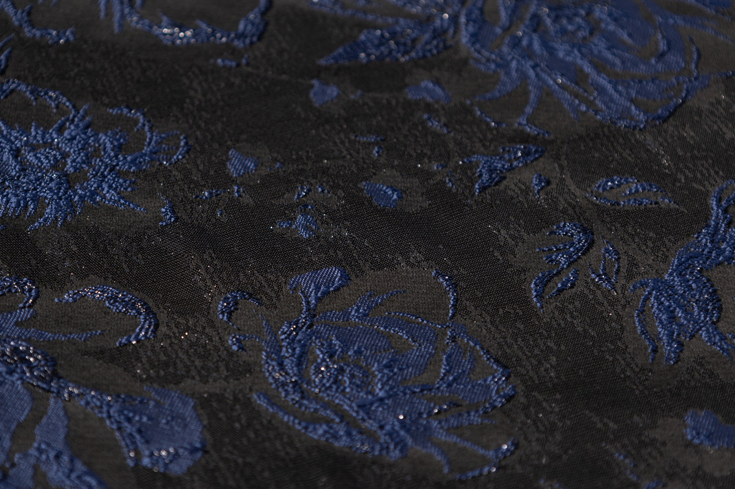 Floral Metallic Cloqué Brocade - Navy / Black