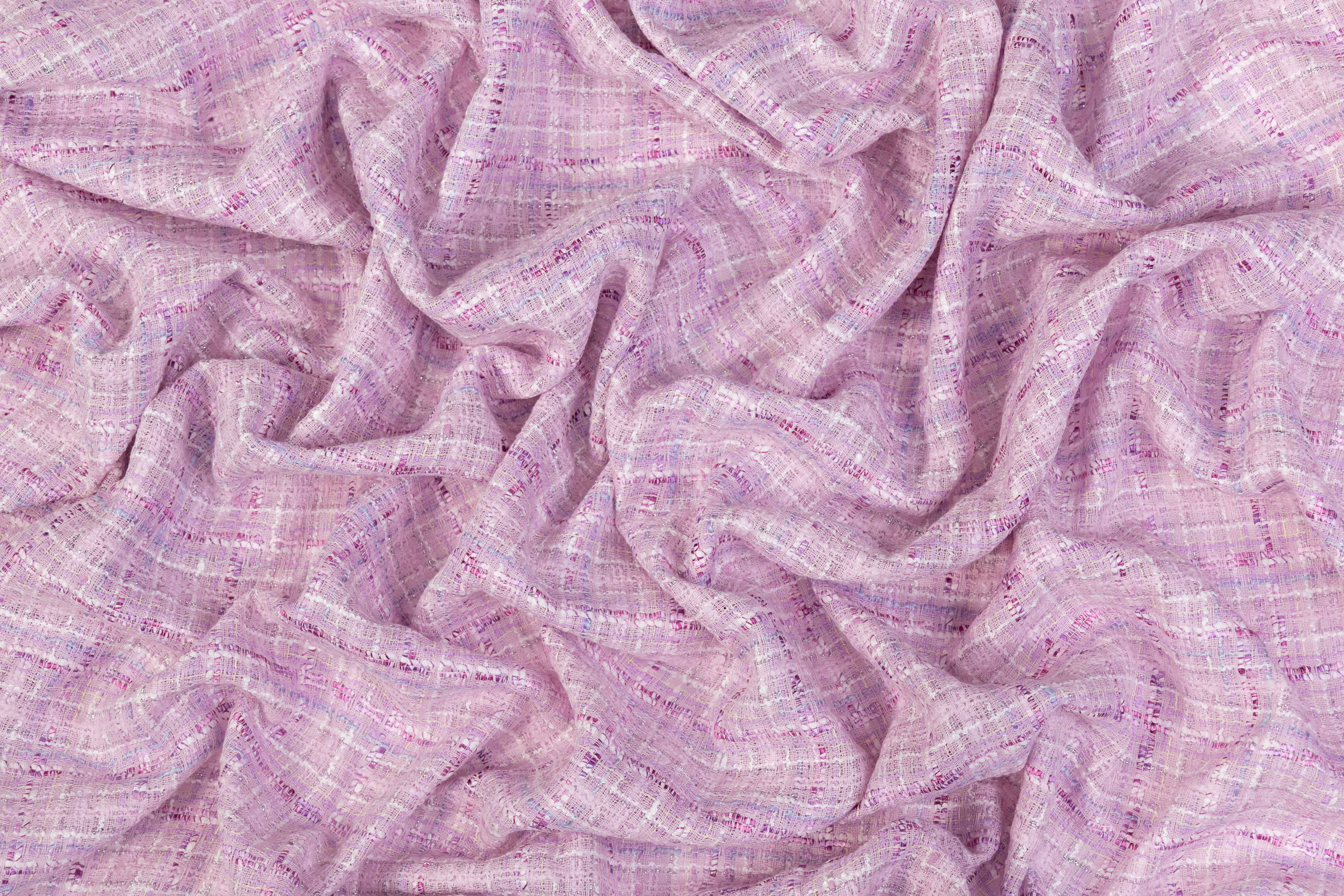 Metallic Cotton Blend Tweed - Pink
