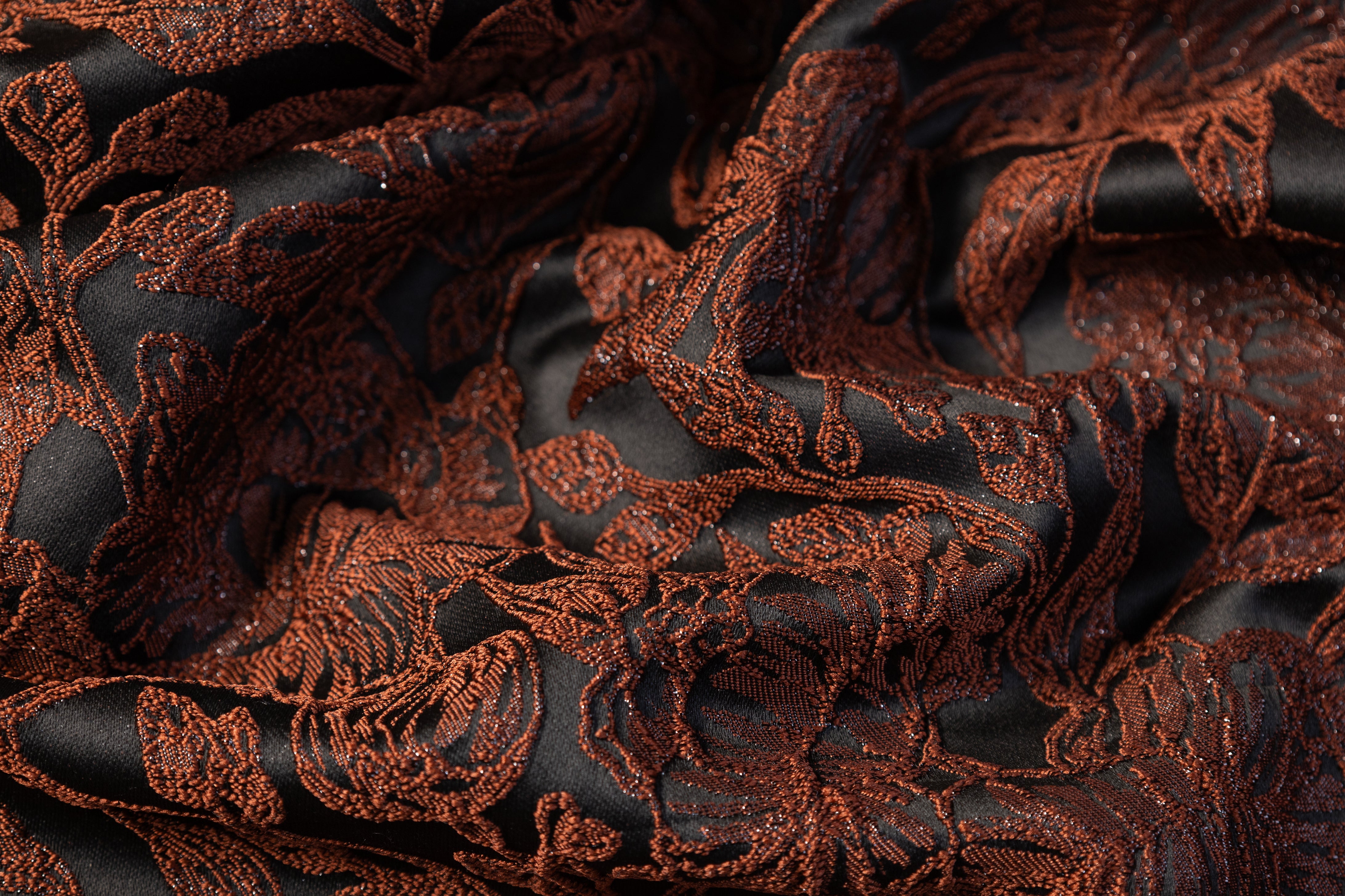 Floral Metallic Cloqué Brocade - Brown / Black