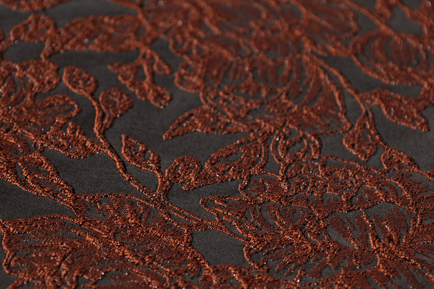 Floral Metallic Cloqué Brocade - Brown / Black