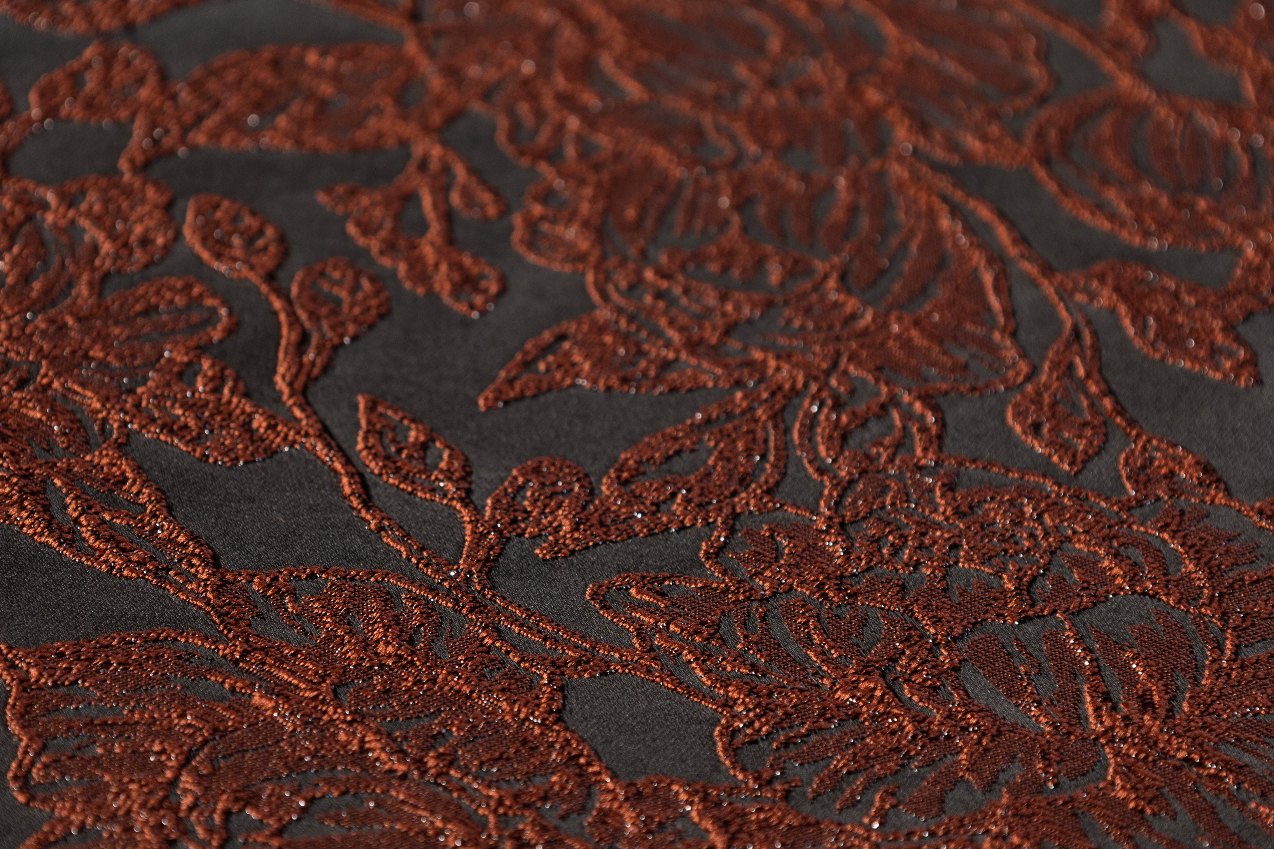 Floral Metallic Cloqué Brocade - Brown / Black