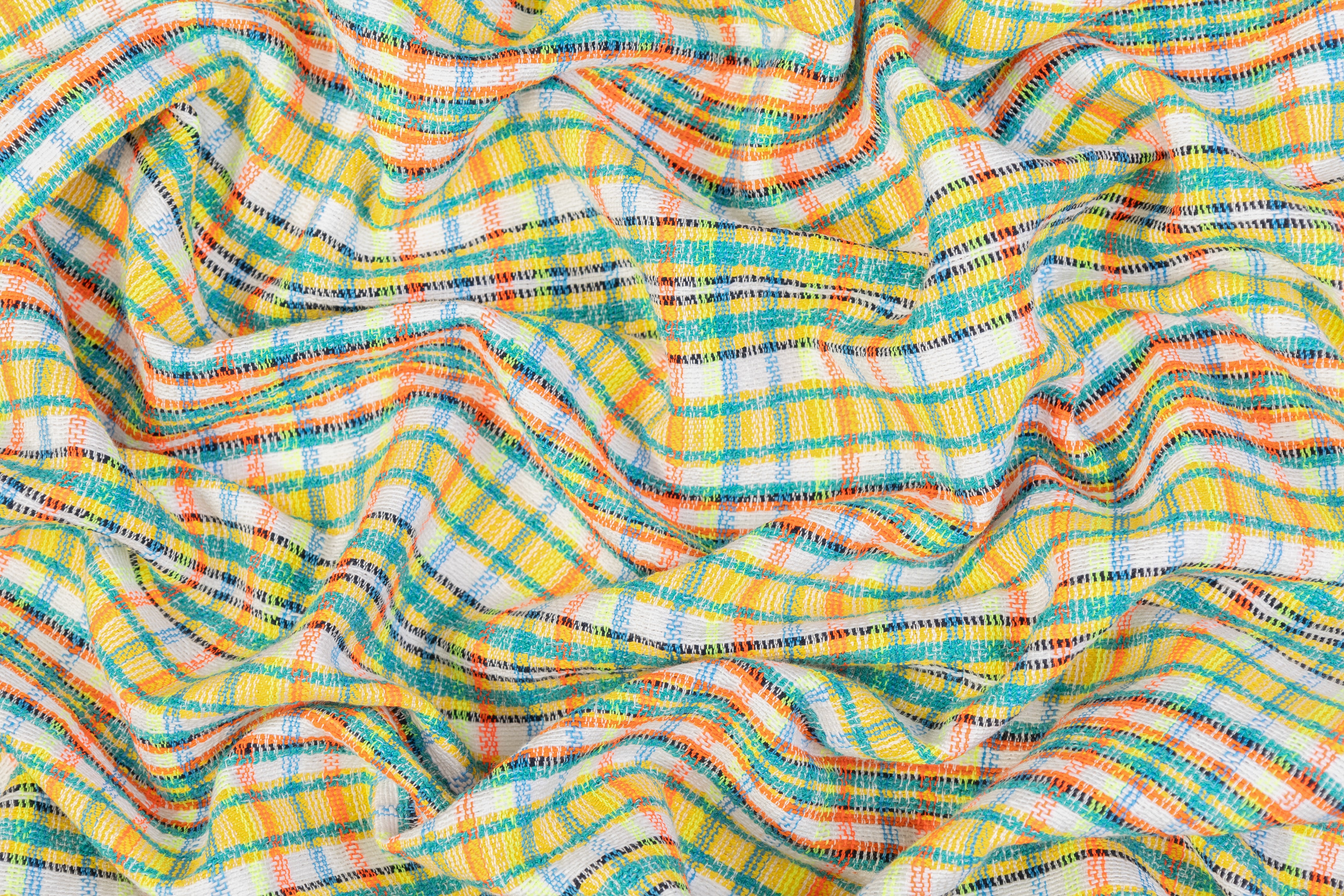 Italian Cotton Viscose Blend Tweed - Multicolor