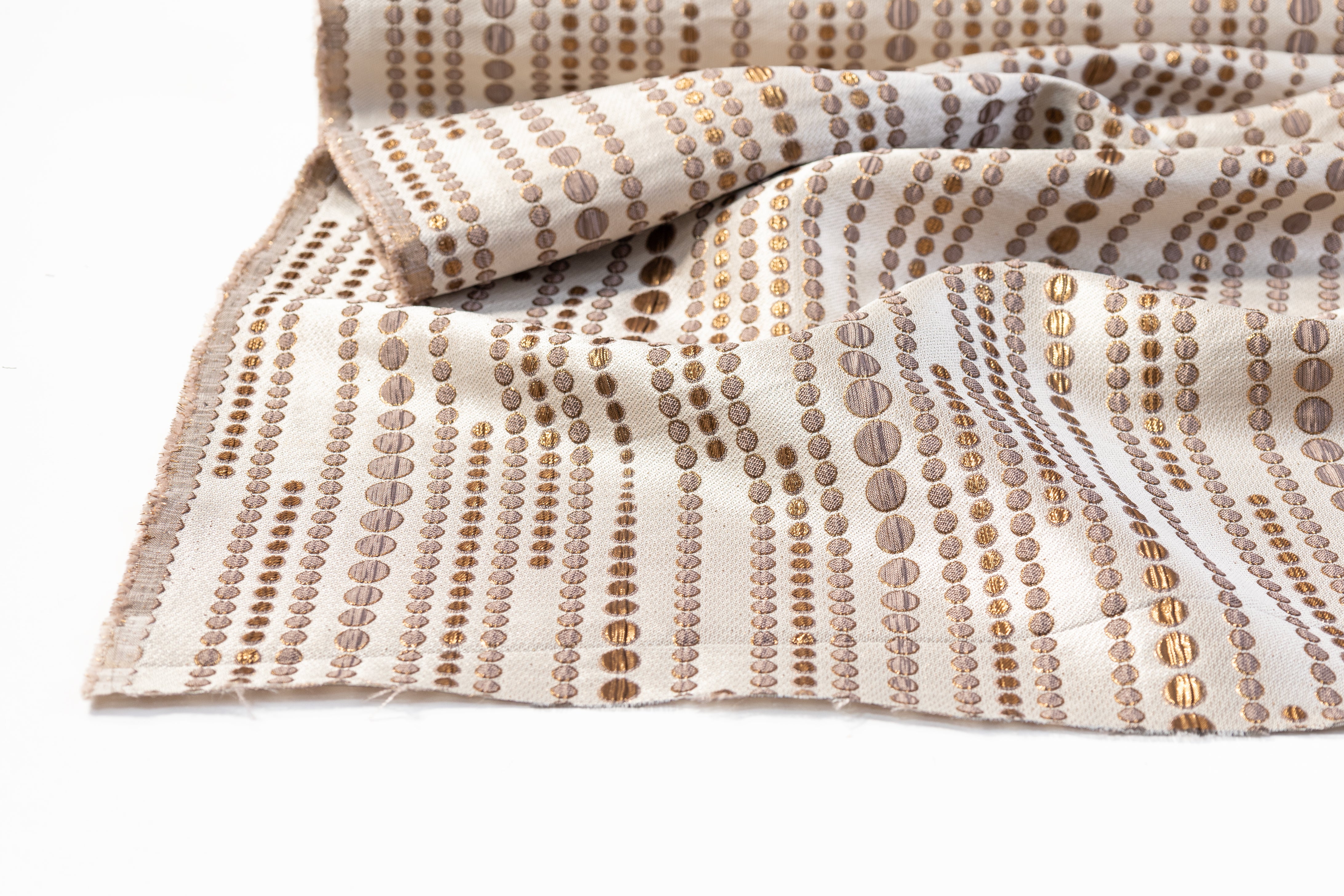 Dotted Metallic Brocade - Gold / Beige