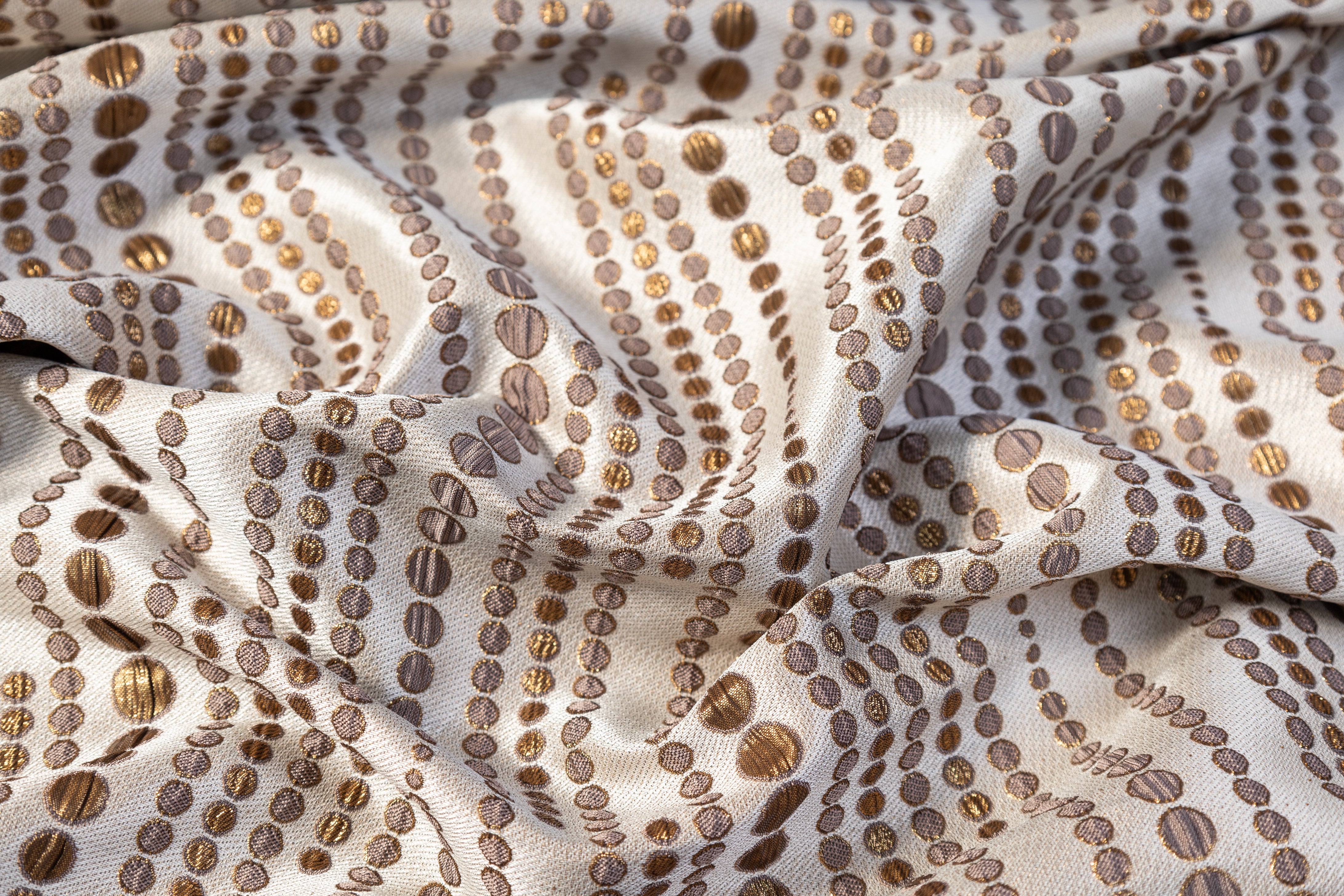 Dotted Metallic Brocade - Gold / Beige