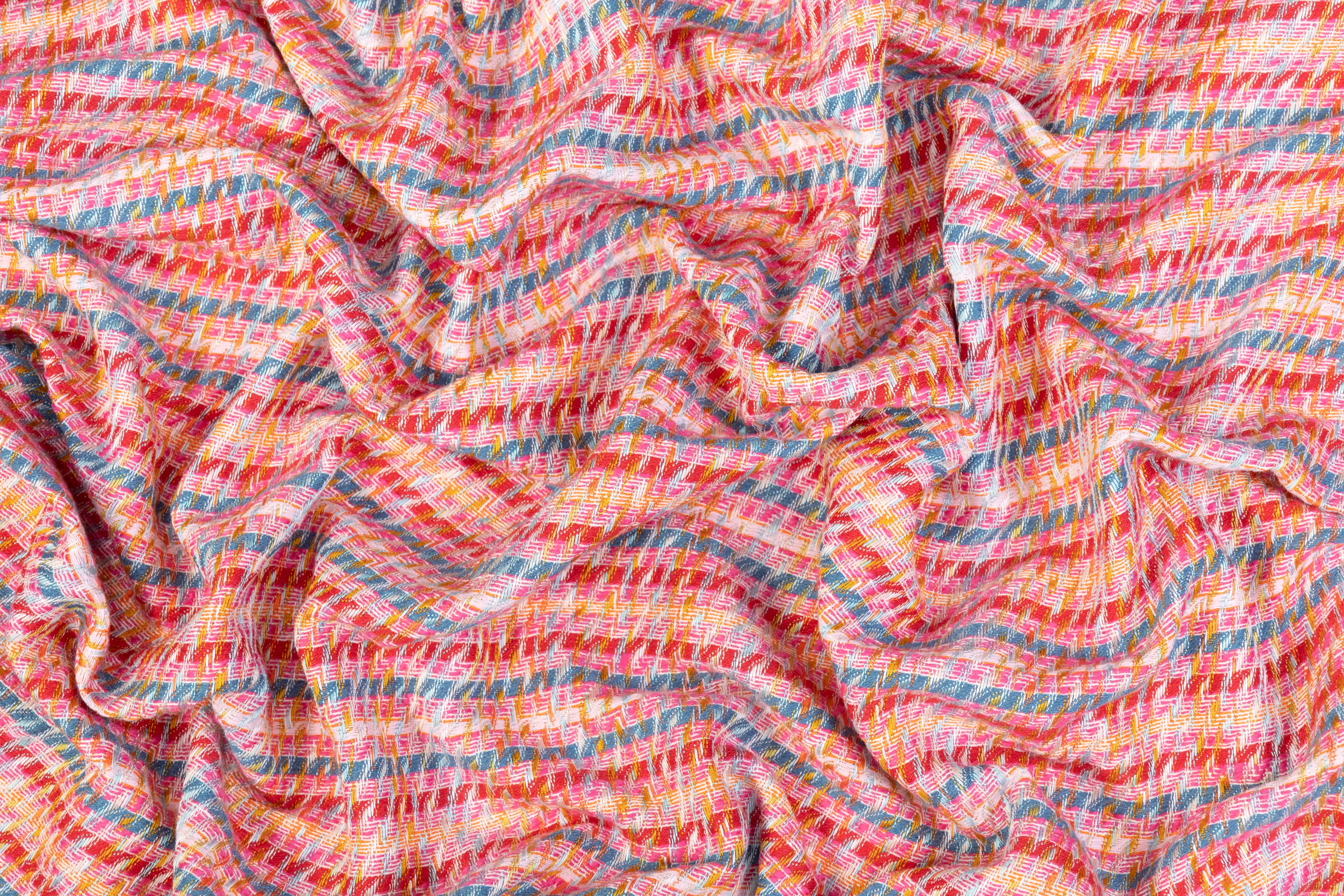 Italian Cotton Viscose Blend Tweed - Pink