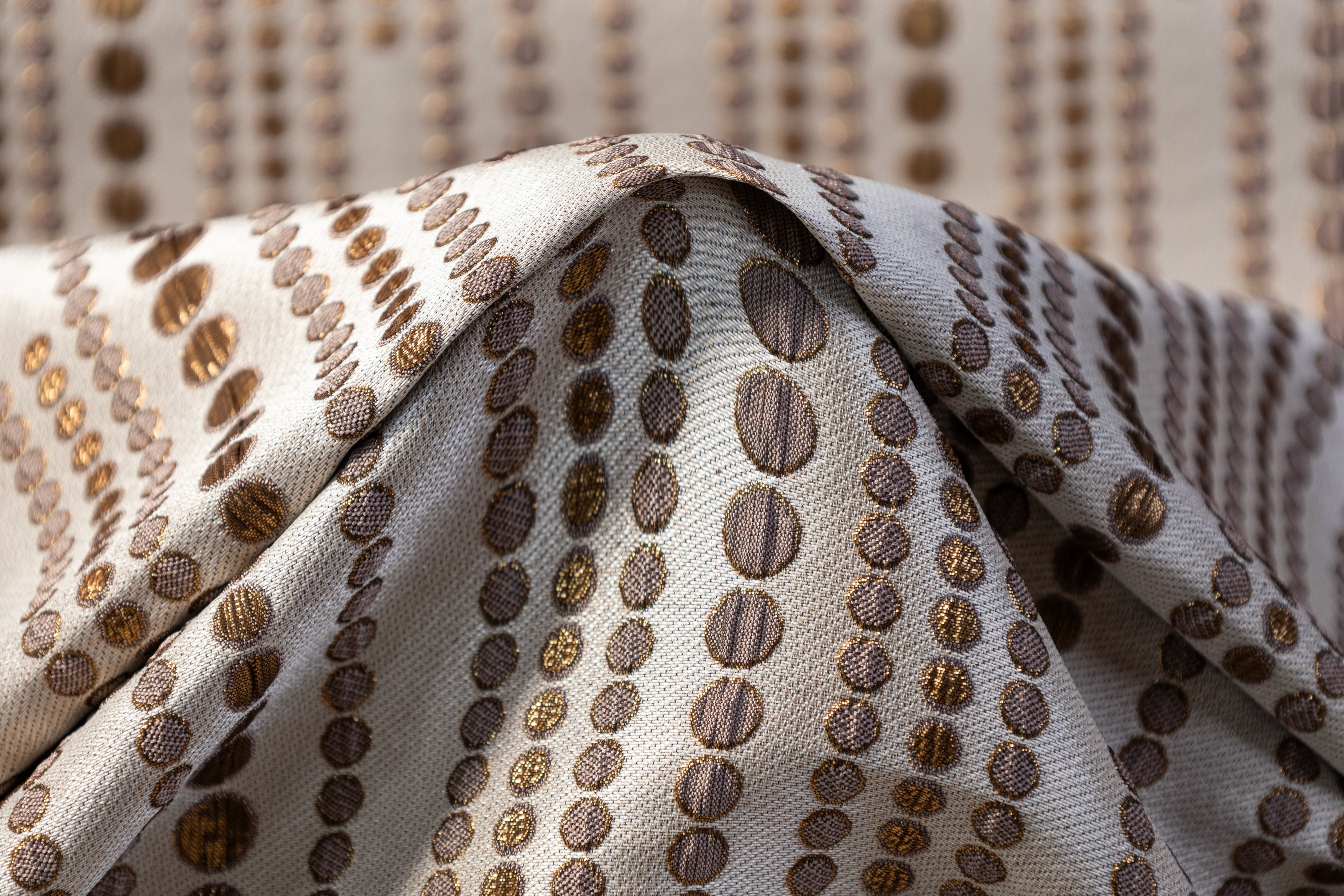 Dotted Metallic Brocade - Gold / Beige