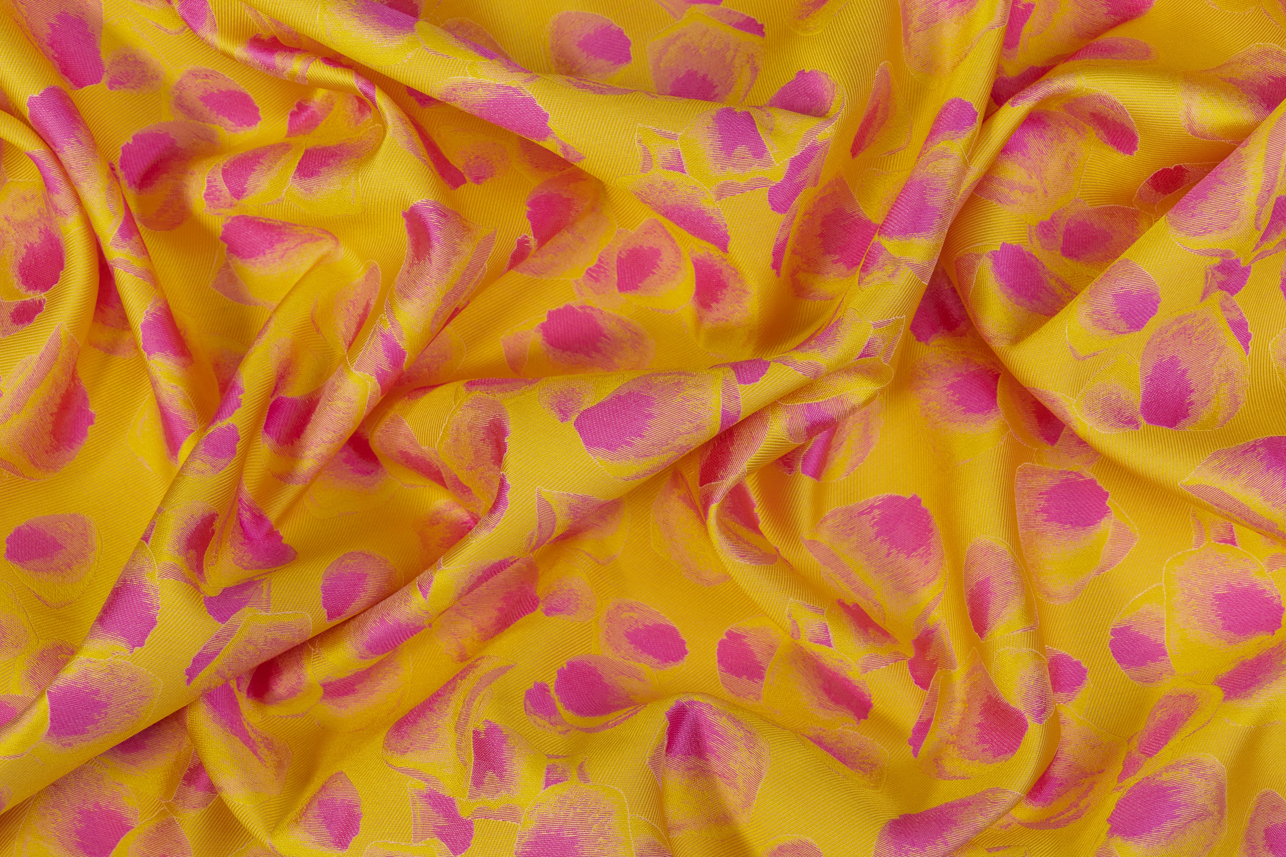 Abstract Silk Blend Brocade - Pink / Yellow