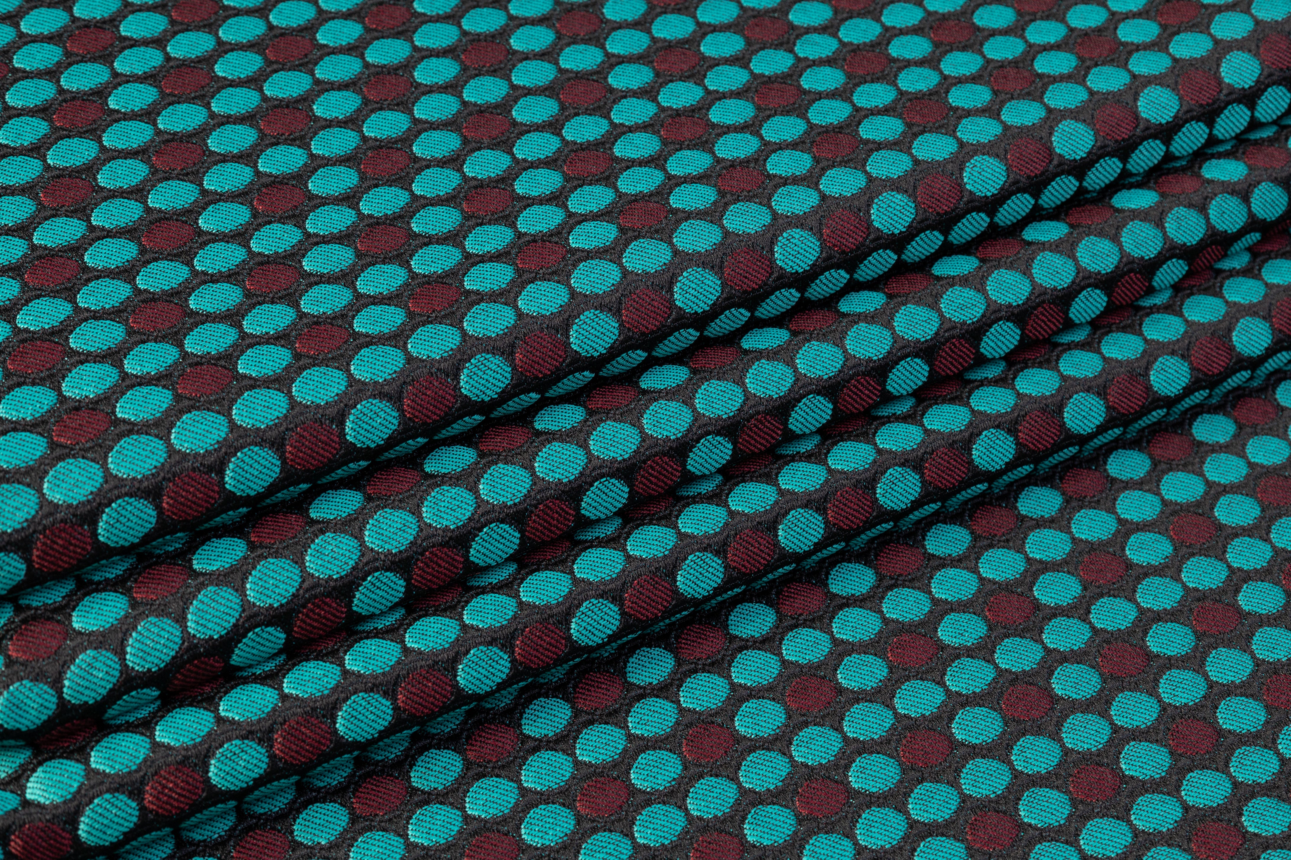 Dotted Italian Brocade - Black / Teal / Burgundy