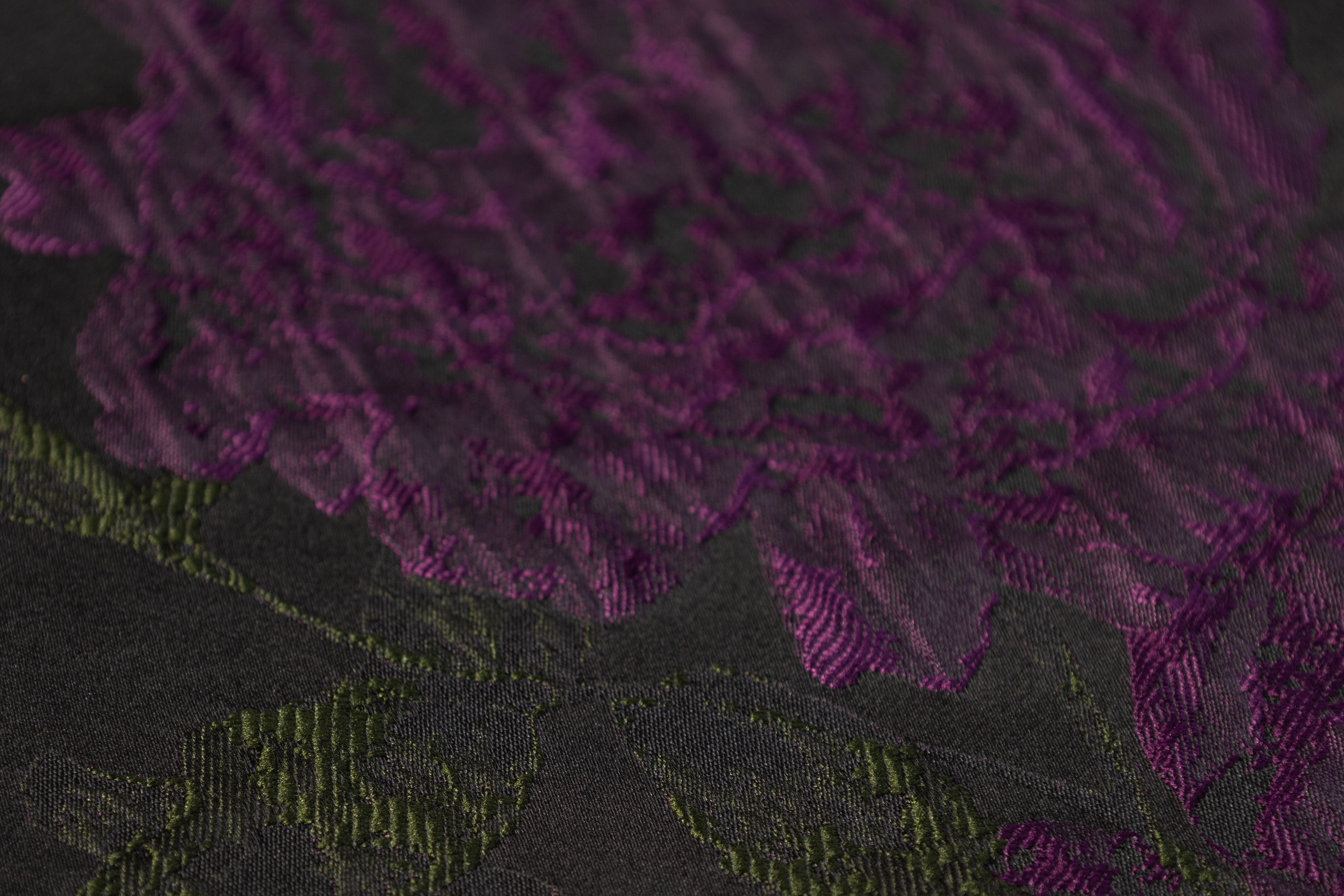 Crushed Floral Brocade - Purple / Green