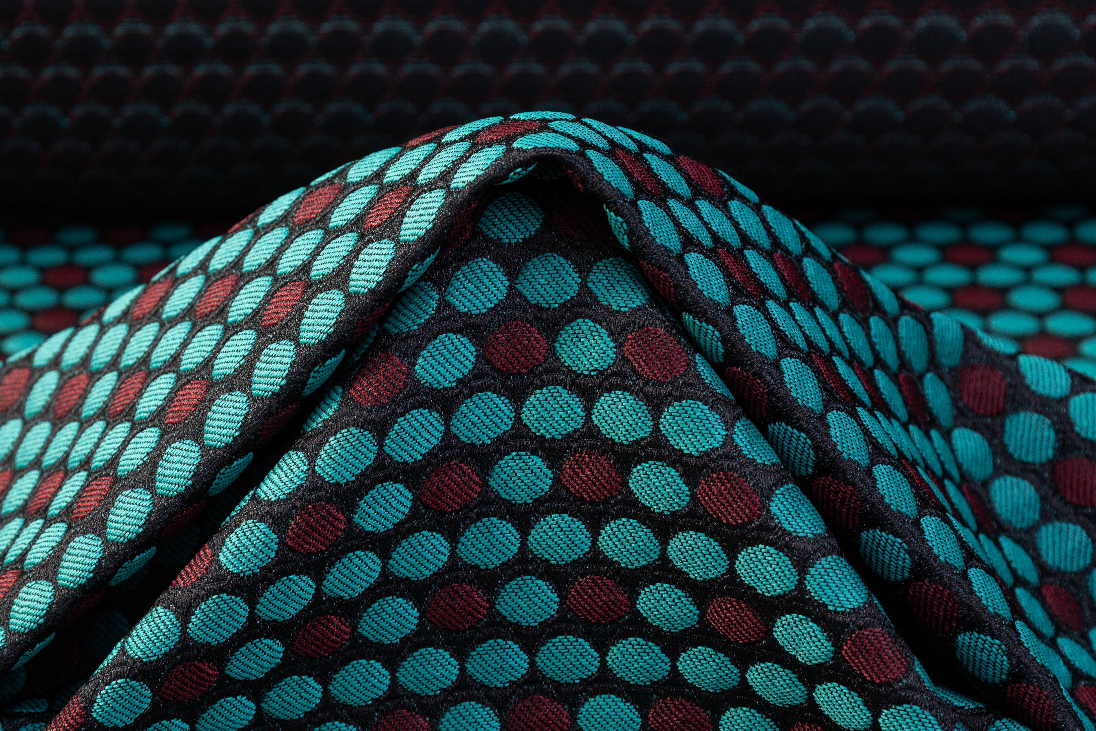 Dotted Italian Brocade - Black / Teal / Burgundy