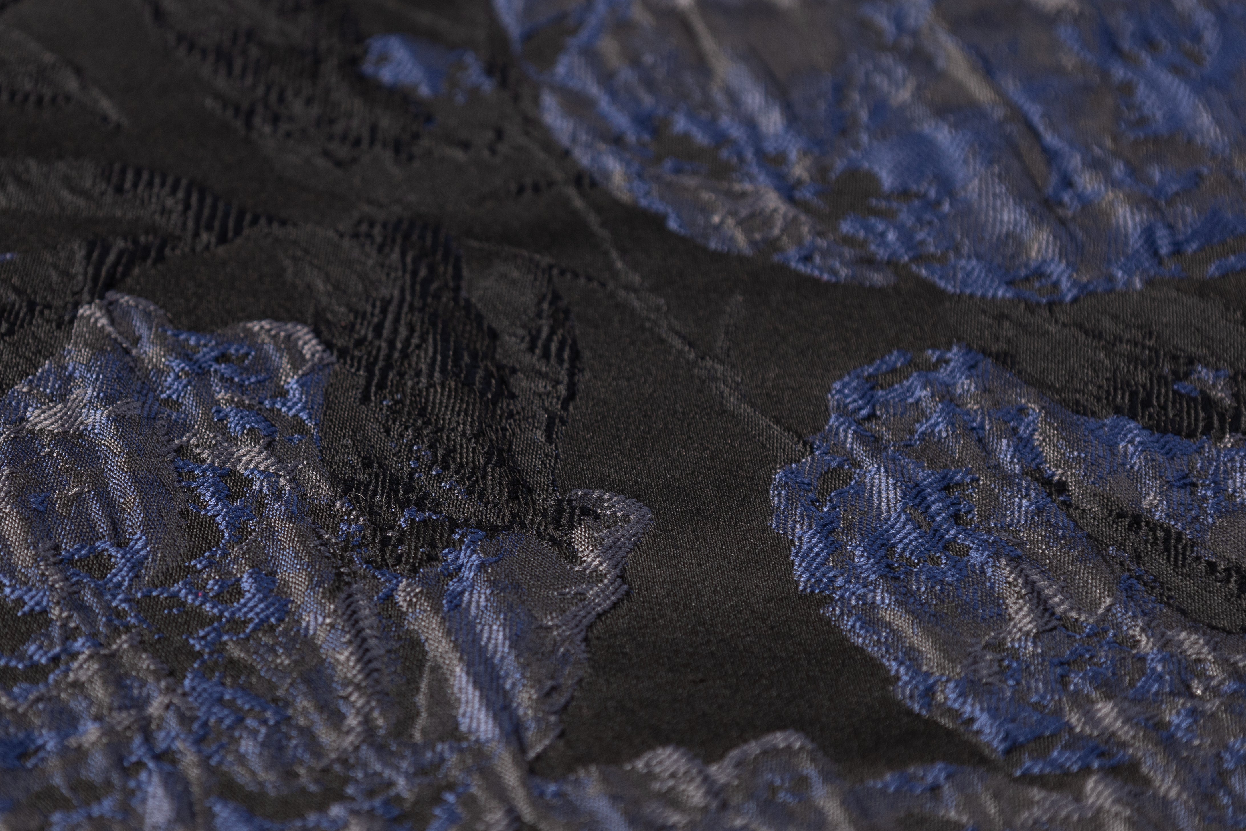 Crushed Floral Brocade - Blue / Black
