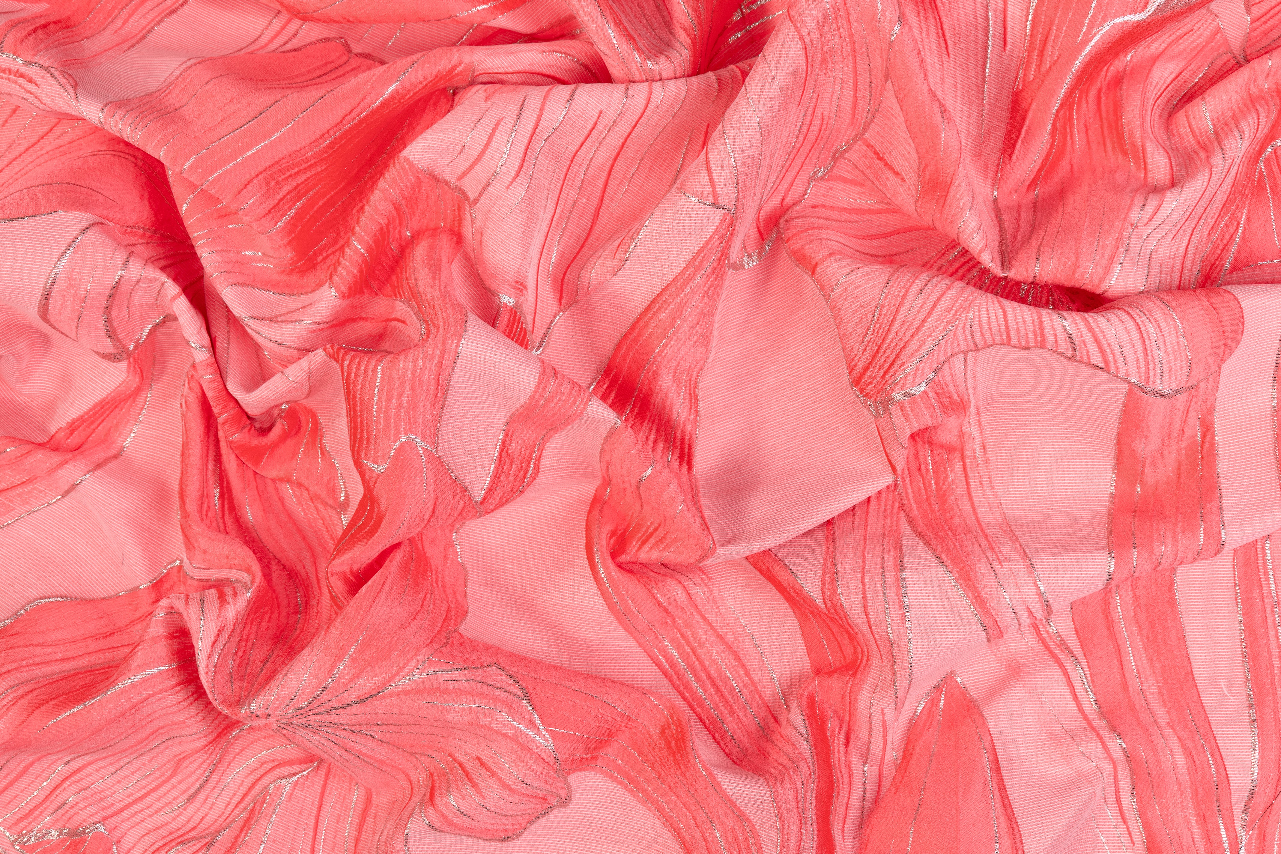Floral Metallic Italian Cloqué Brocade - Pink