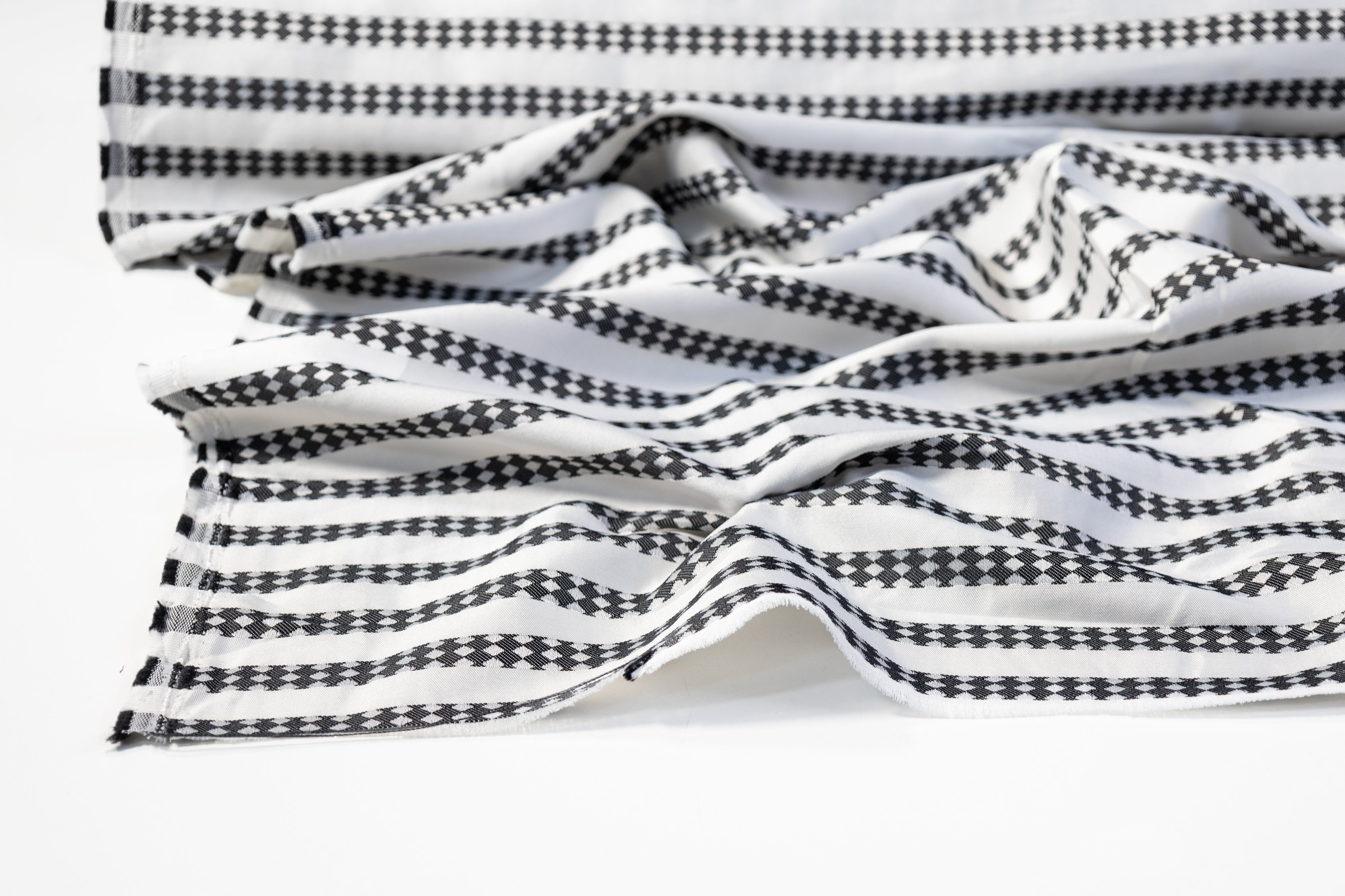 Diamond Striped Brocade - Black / White
