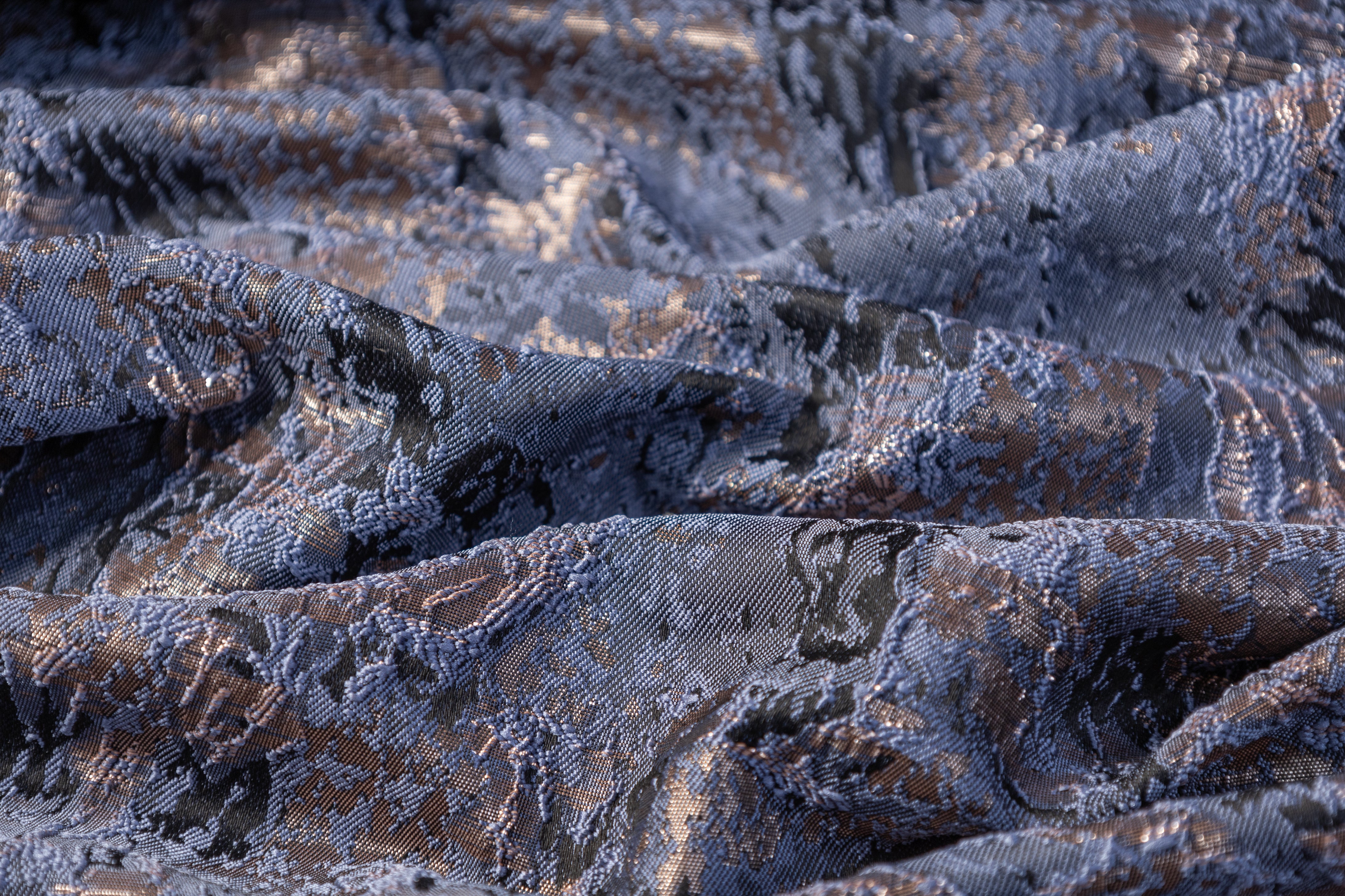 Abstract Metallic Brocade - Blue / Gray