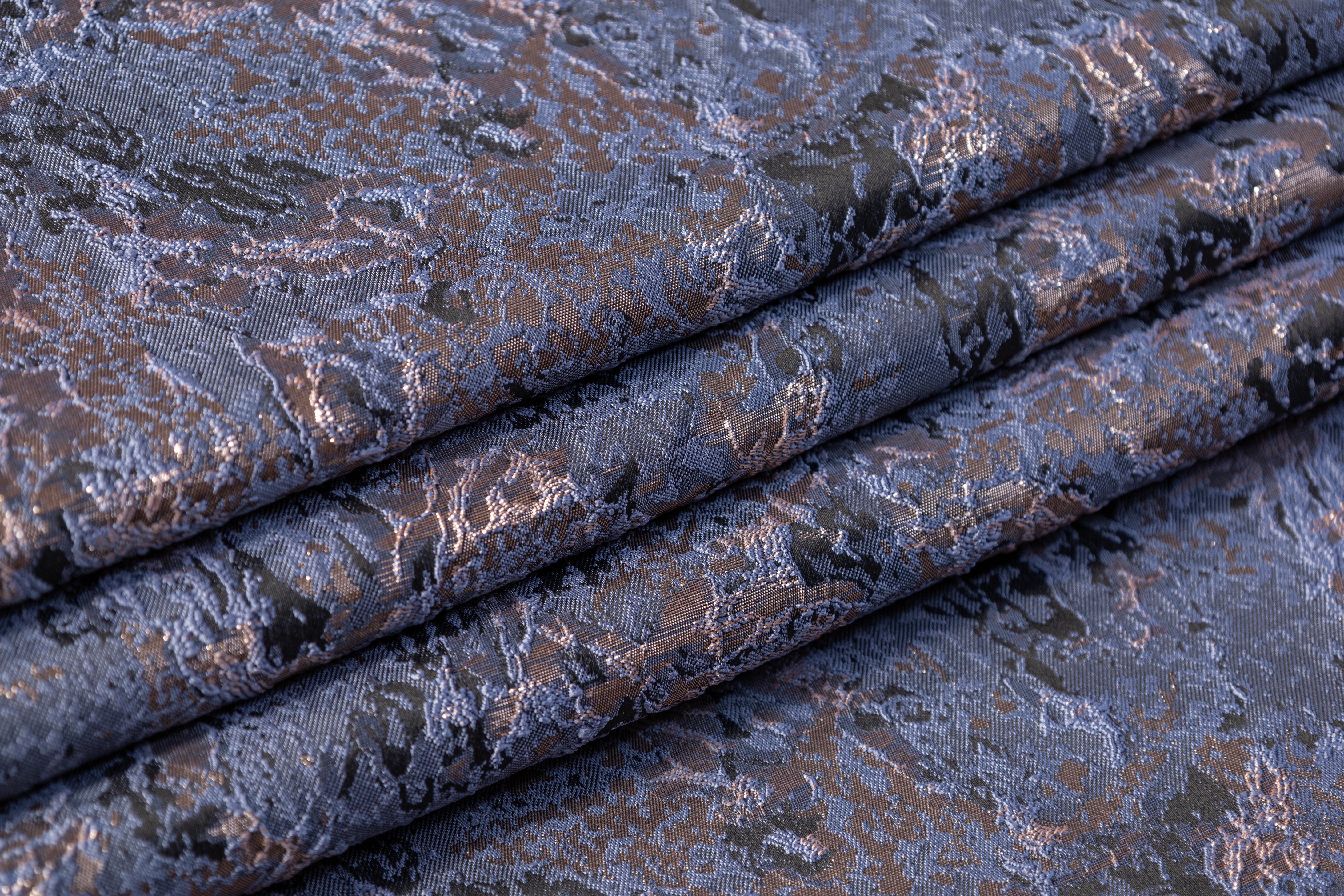 Abstract Metallic Brocade - Blue / Gray