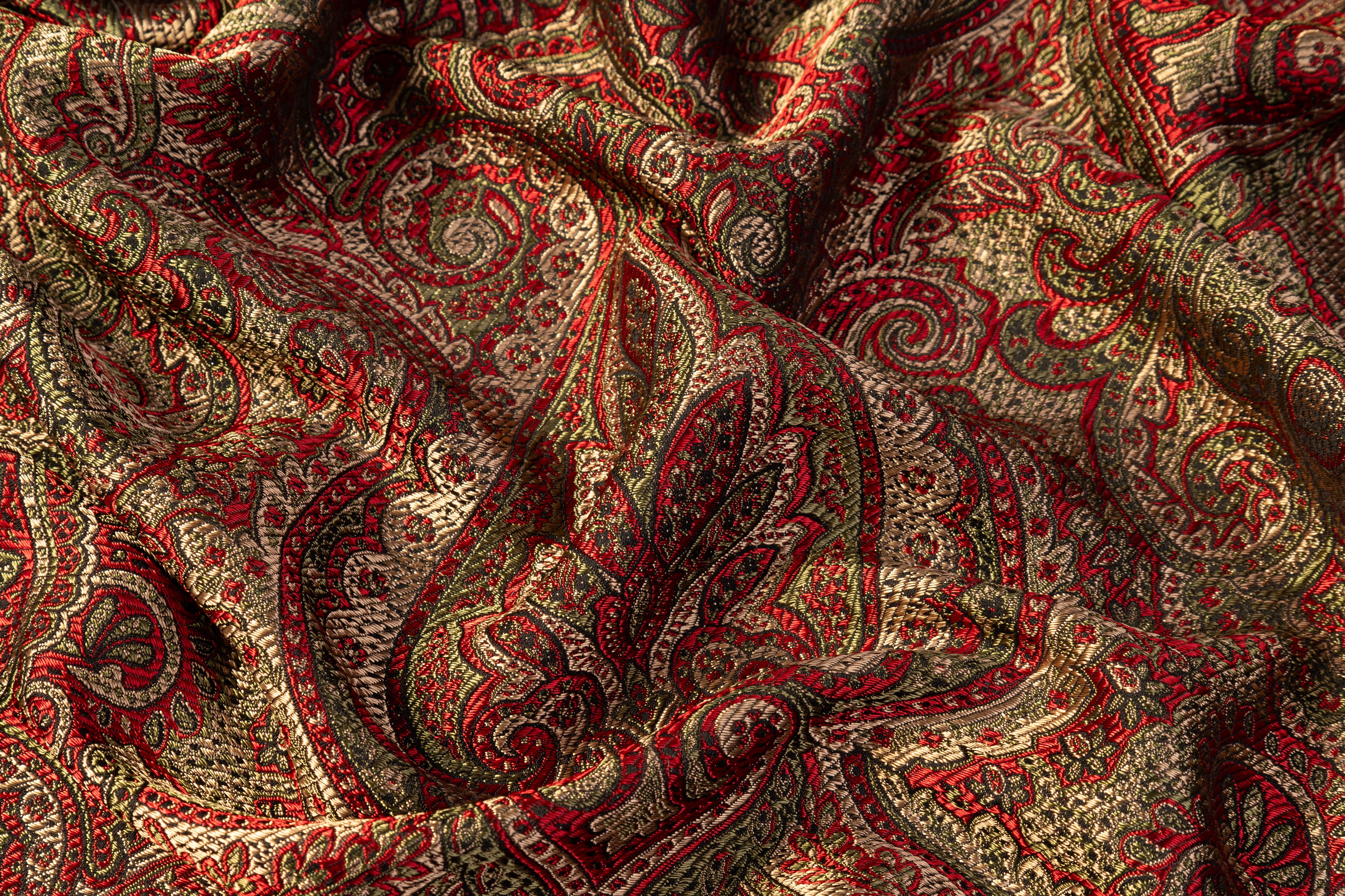 Damask Italian Brocade - Red / Green / Beige