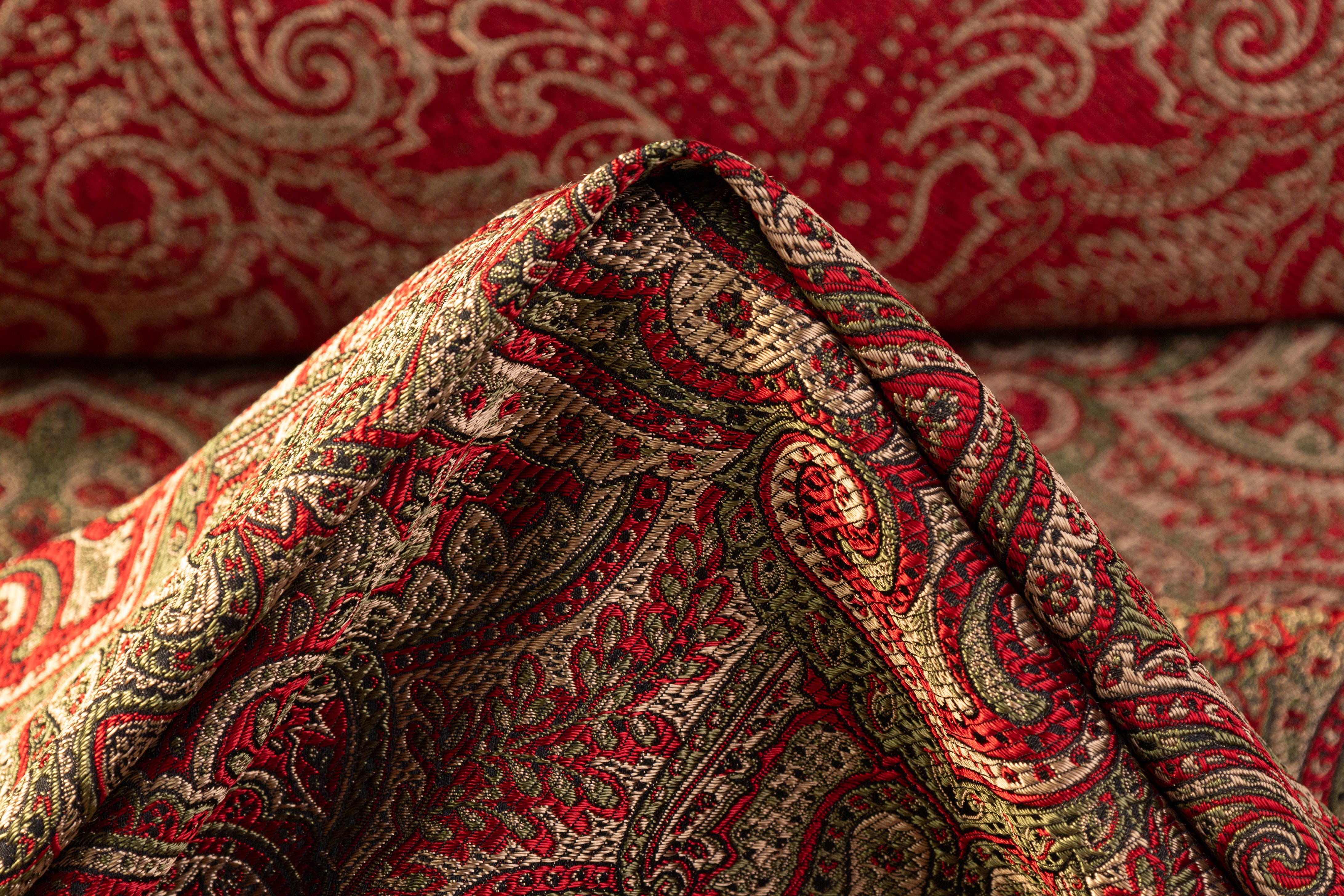 Damask Italian Brocade - Red / Green / Beige