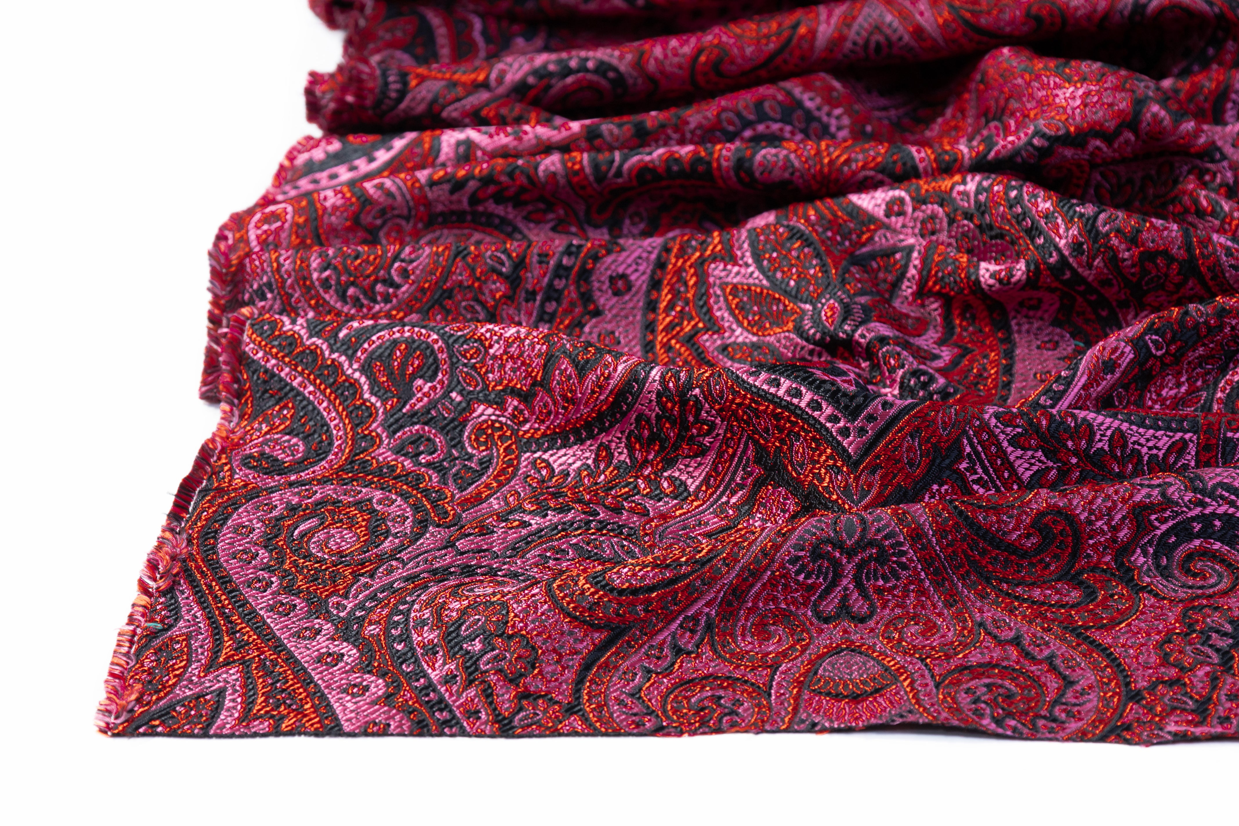 Damask Italian Brocade - Red / Pink / Black