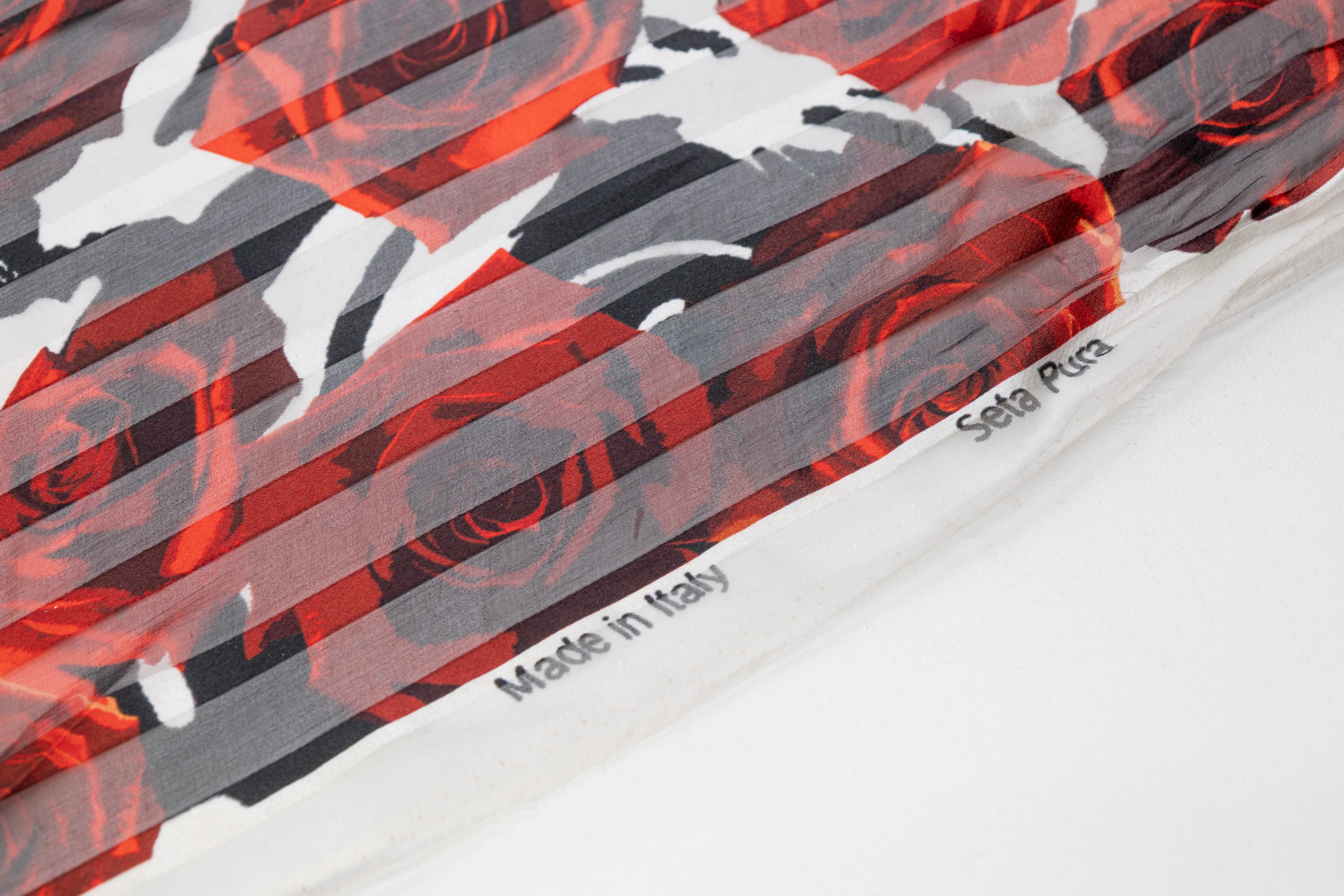 Floral Italian Silk Chiffon Burnout - Red / Black / White