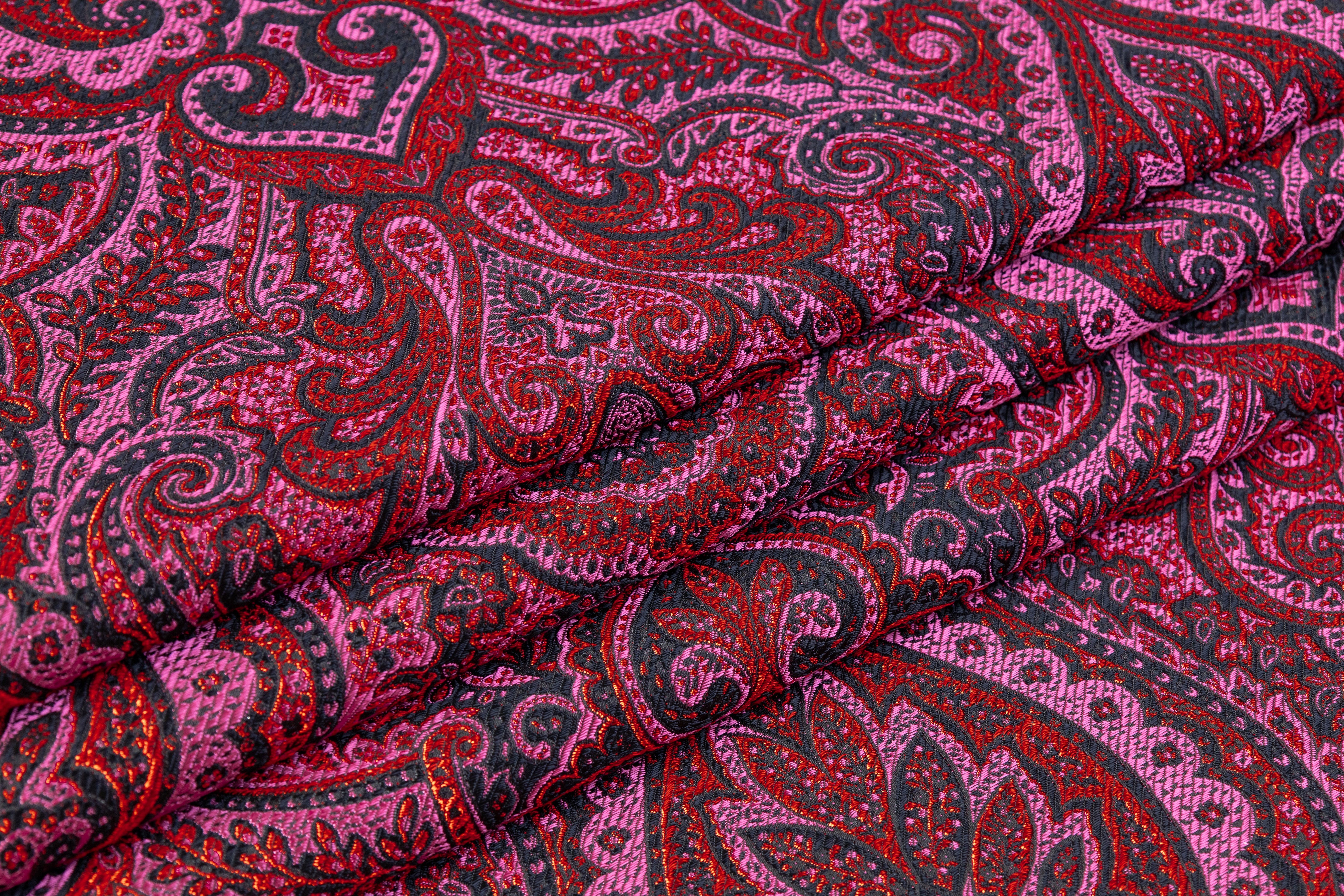 Damask Italian Brocade - Red / Pink / Black