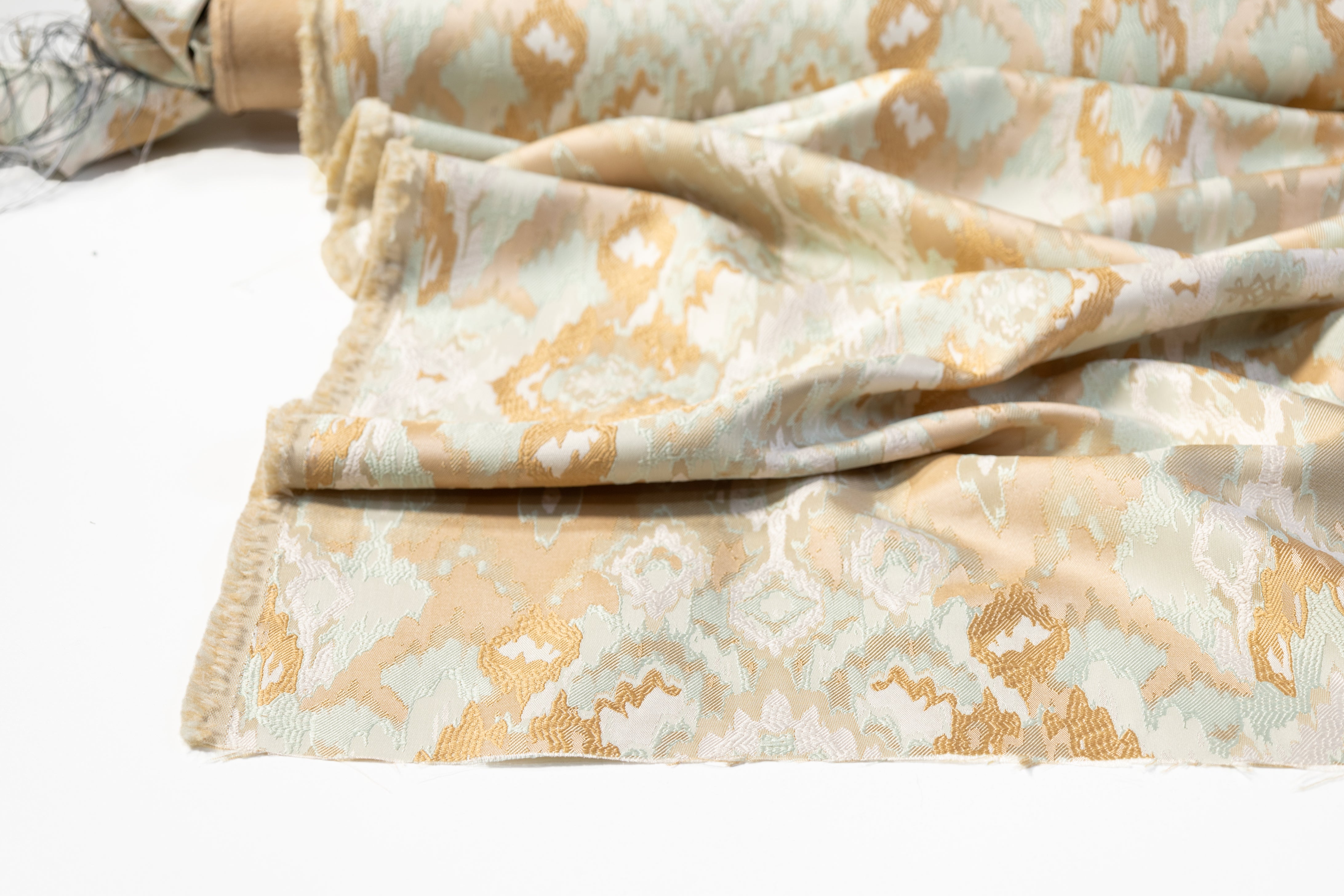 Ikat Design Brocade - Sage Green / Beige