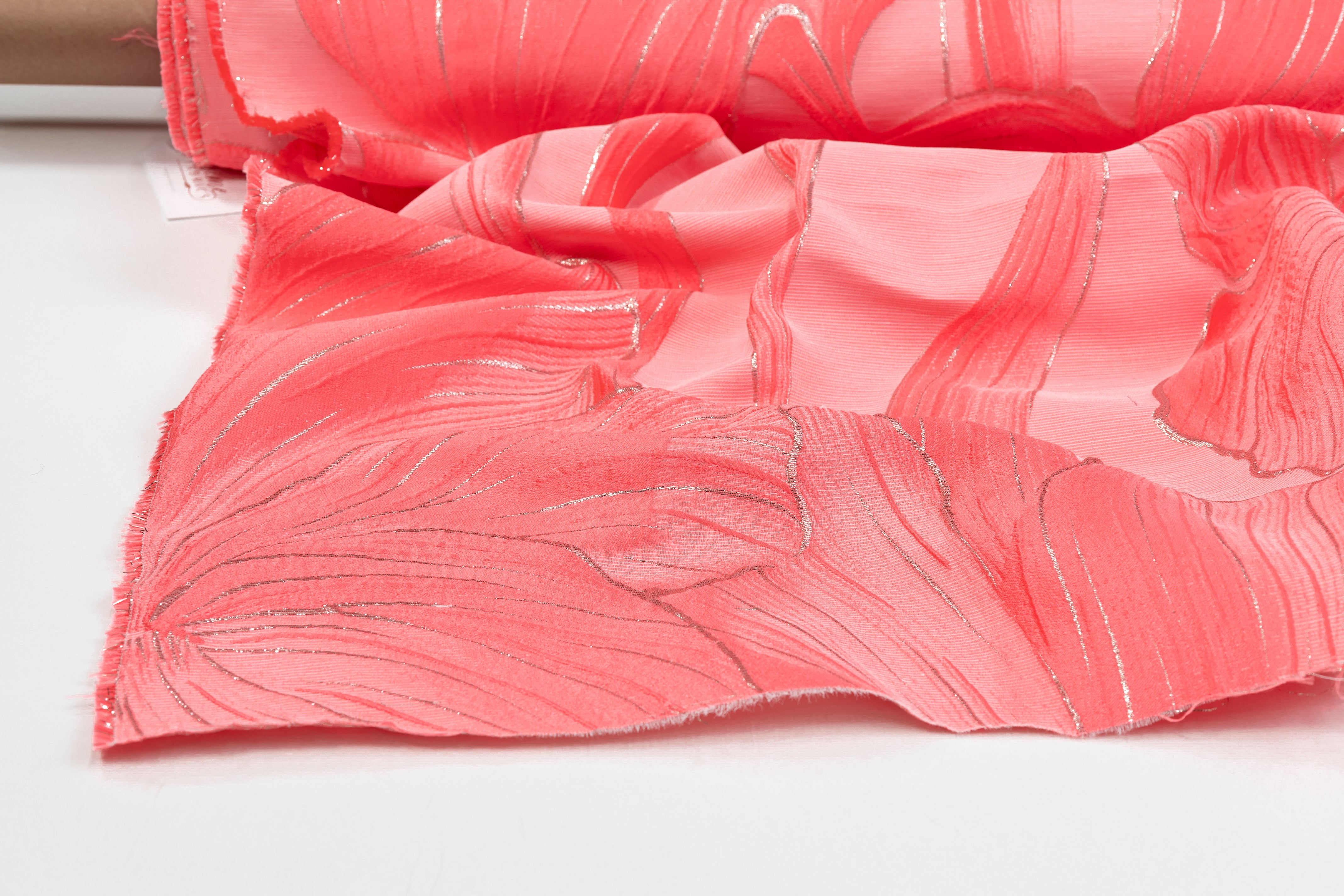 Floral Metallic Italian Cloqué Brocade - Pink