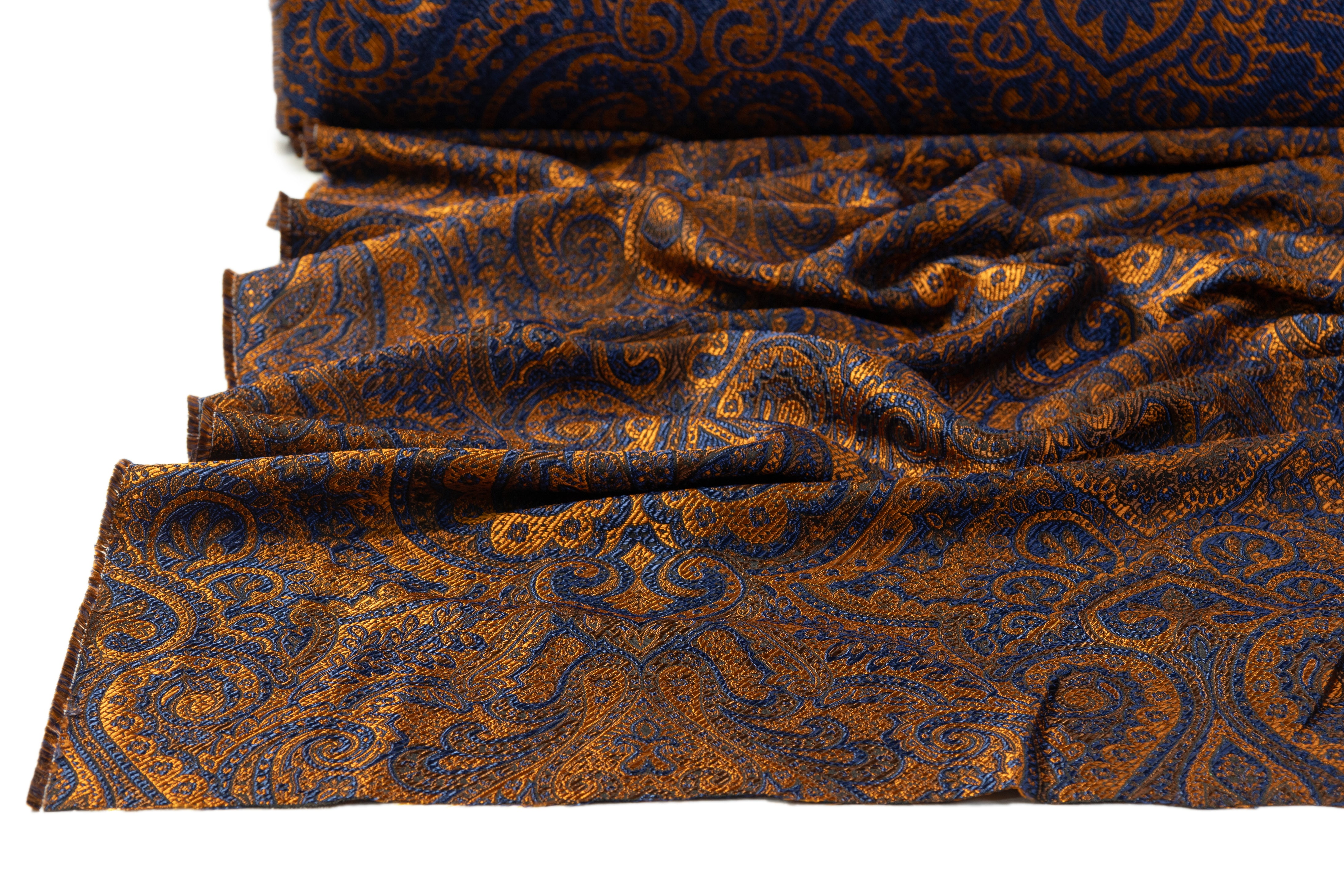Damask Italian Brocade - Blue / Copper
