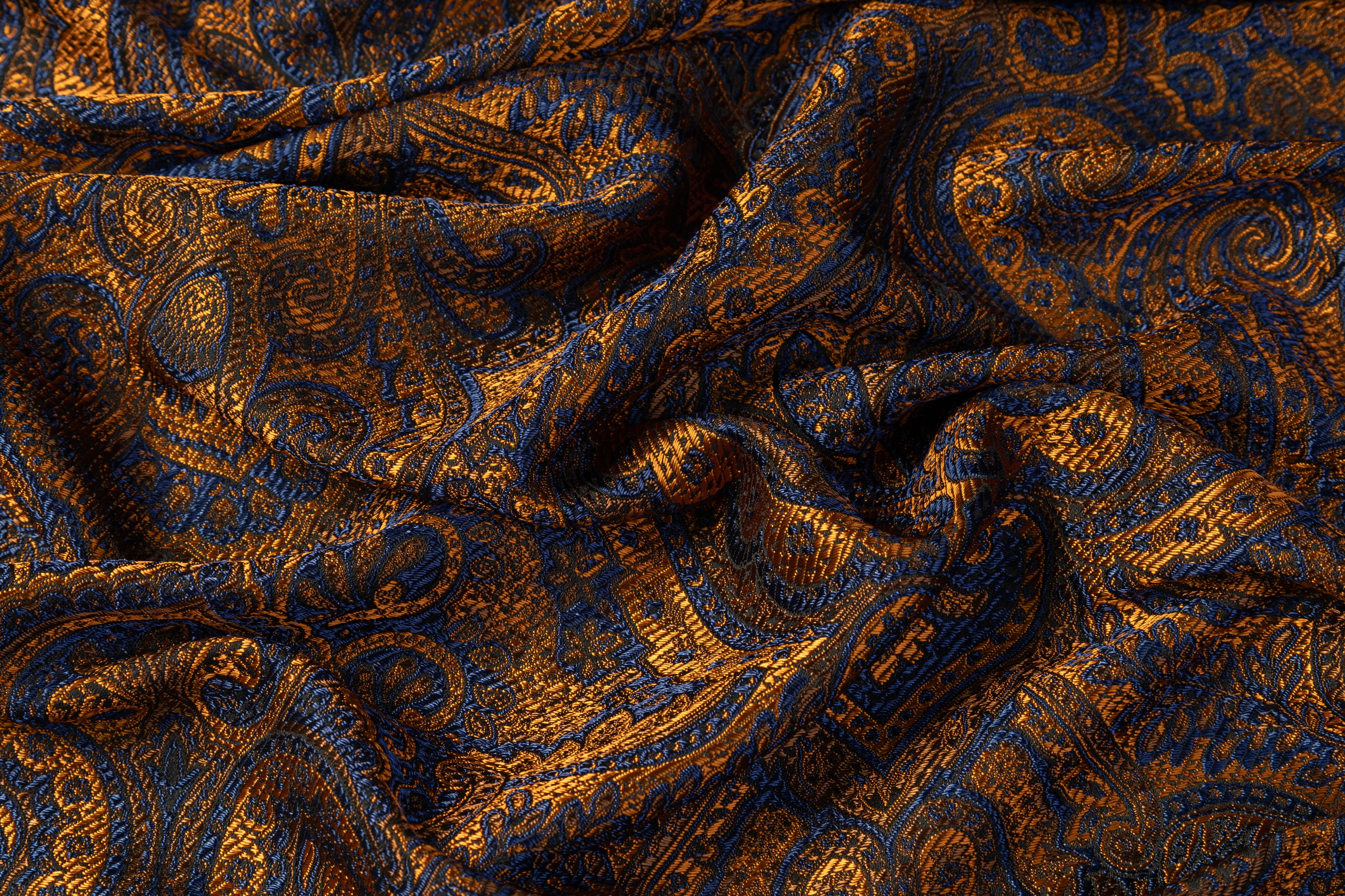 Damask Italian Brocade - Blue / Copper