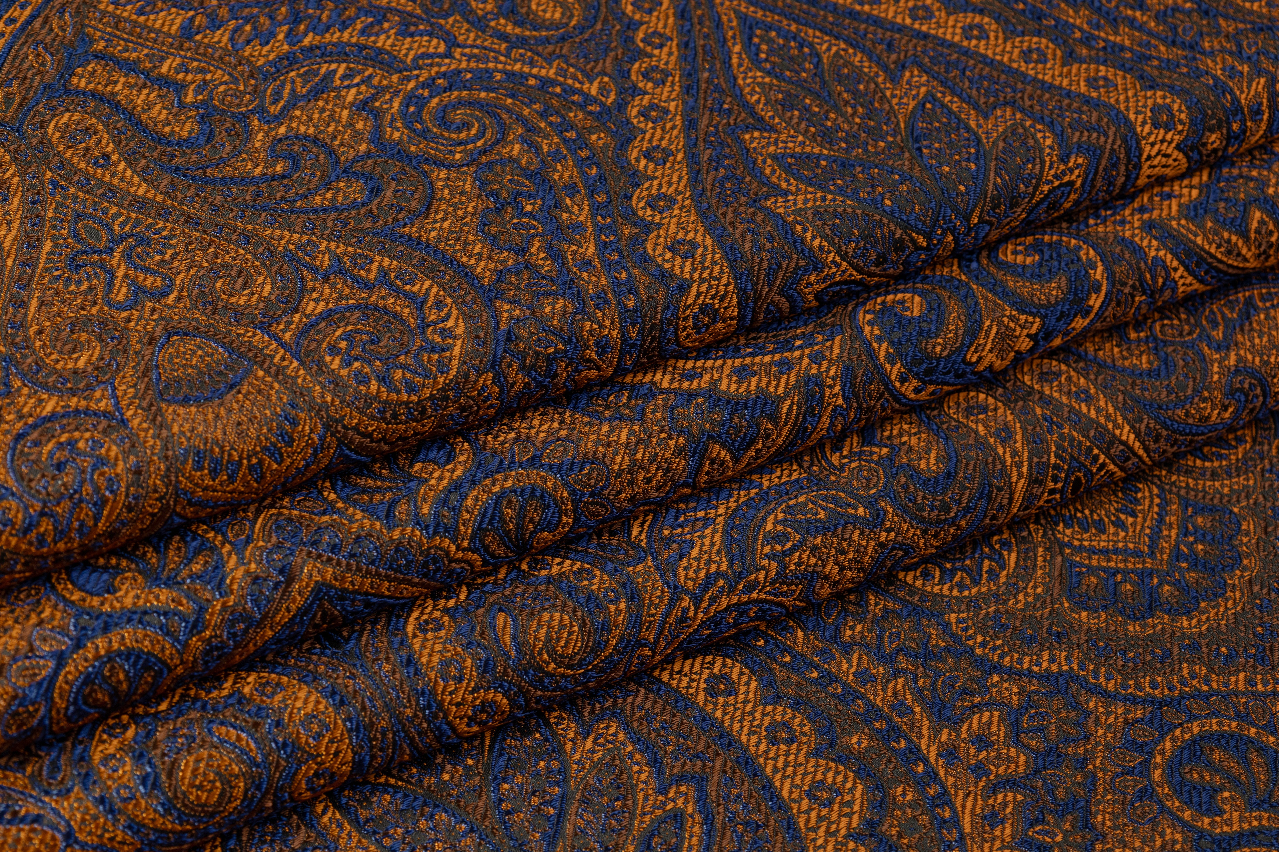 Damask Italian Brocade - Blue / Copper
