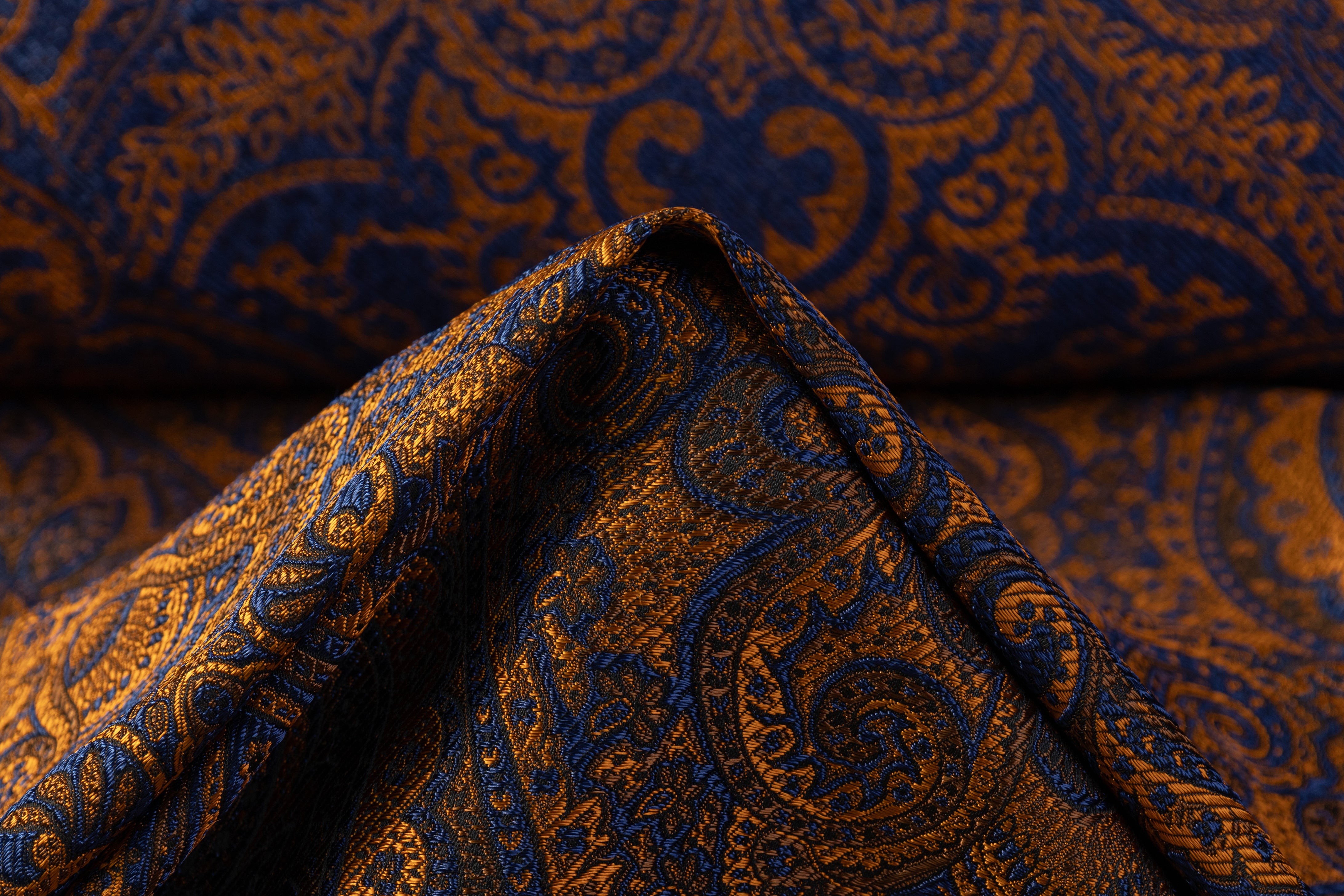 Damask Italian Brocade - Blue / Copper