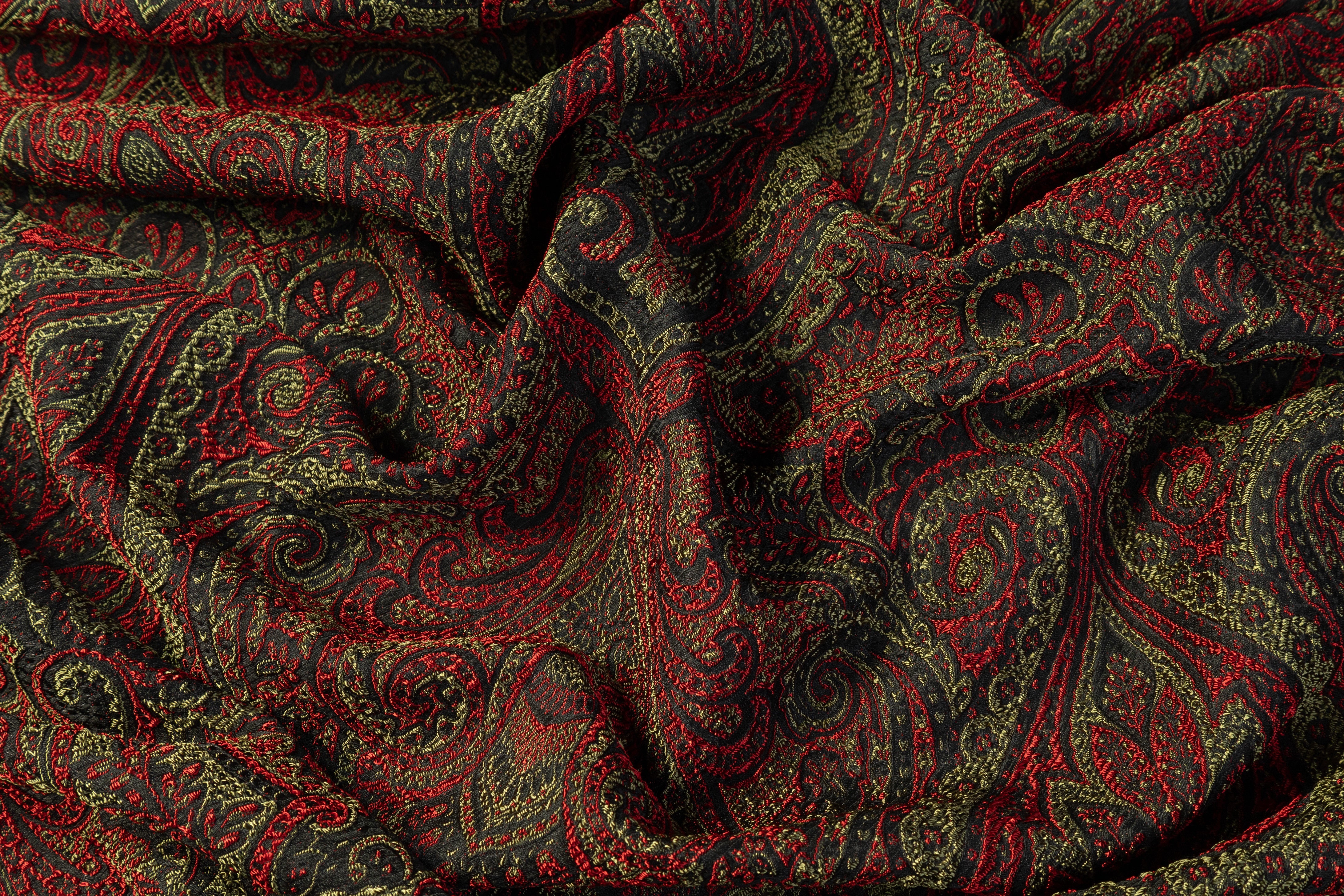 Damask Italian Brocade - Red / Green