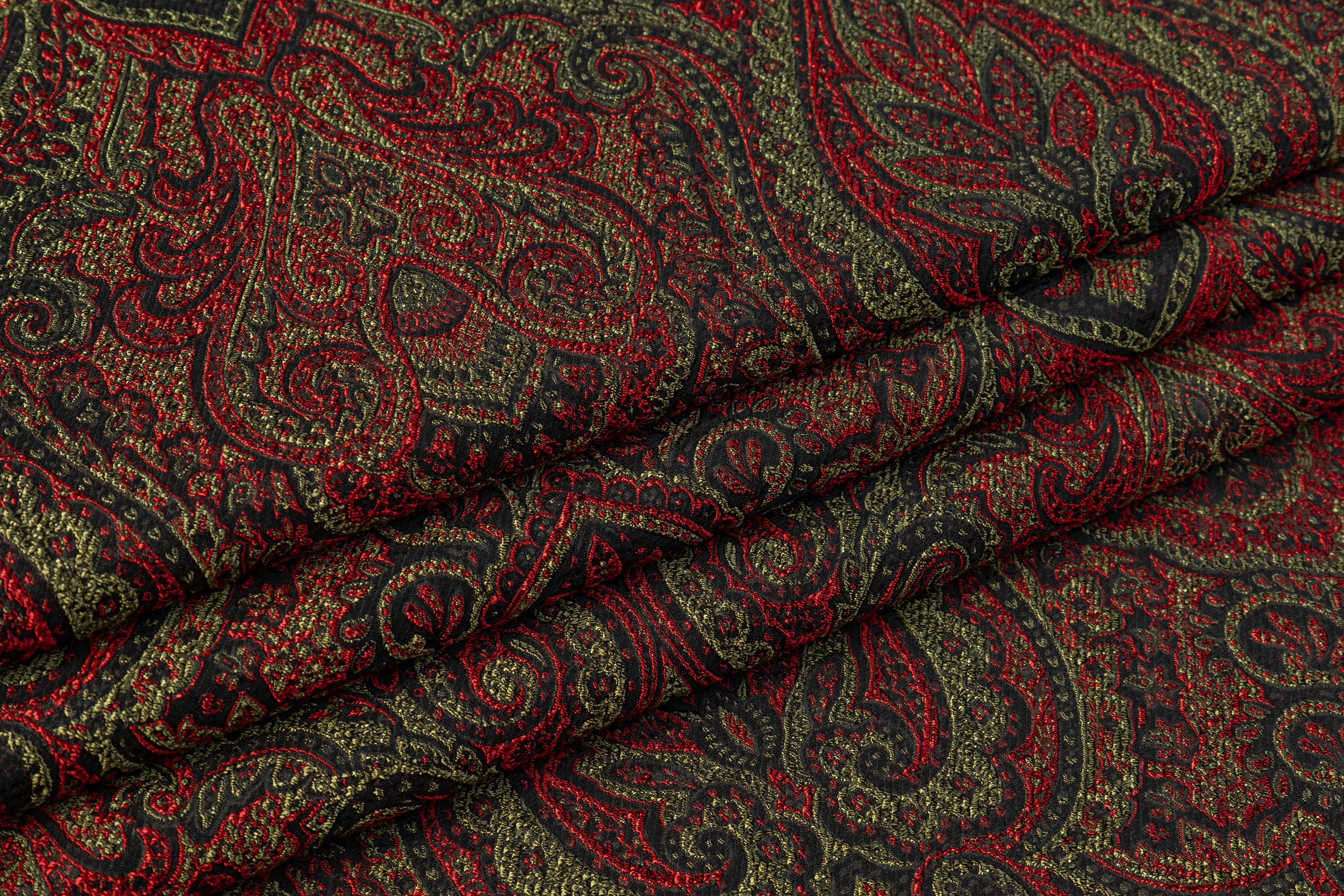 Damask Italian Brocade - Red / Green