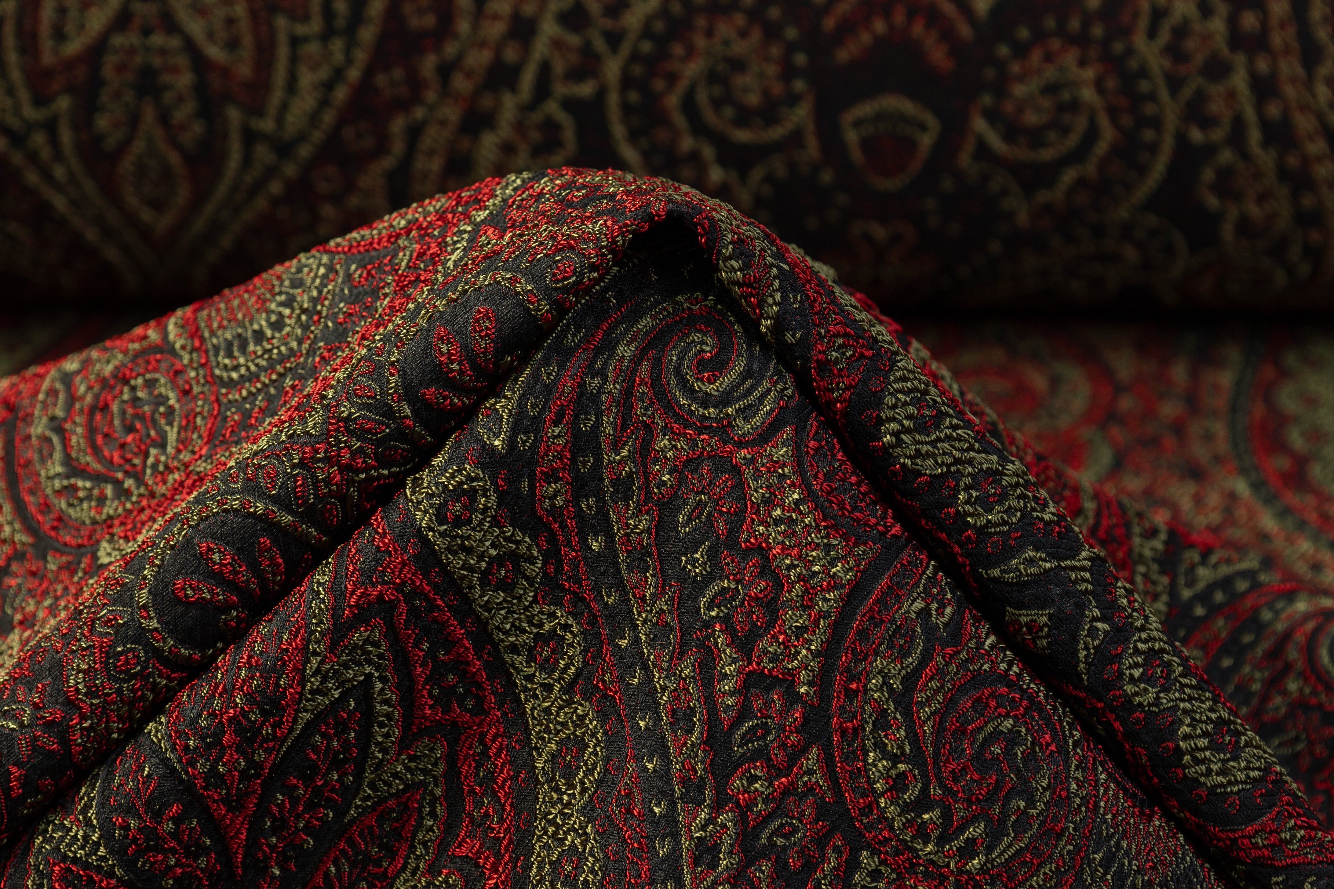 Damask Italian Brocade - Red / Green