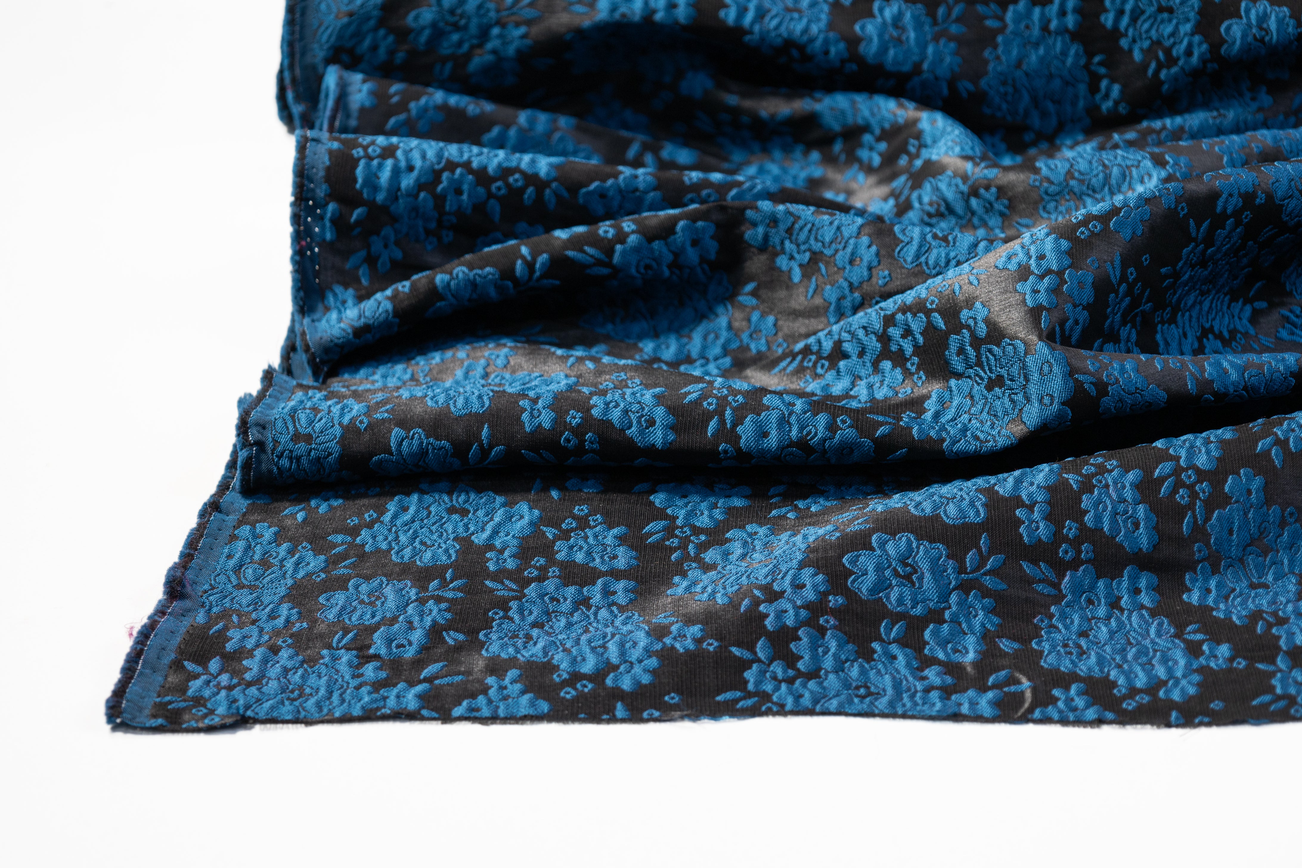 Floral Brocade - Blue / Black