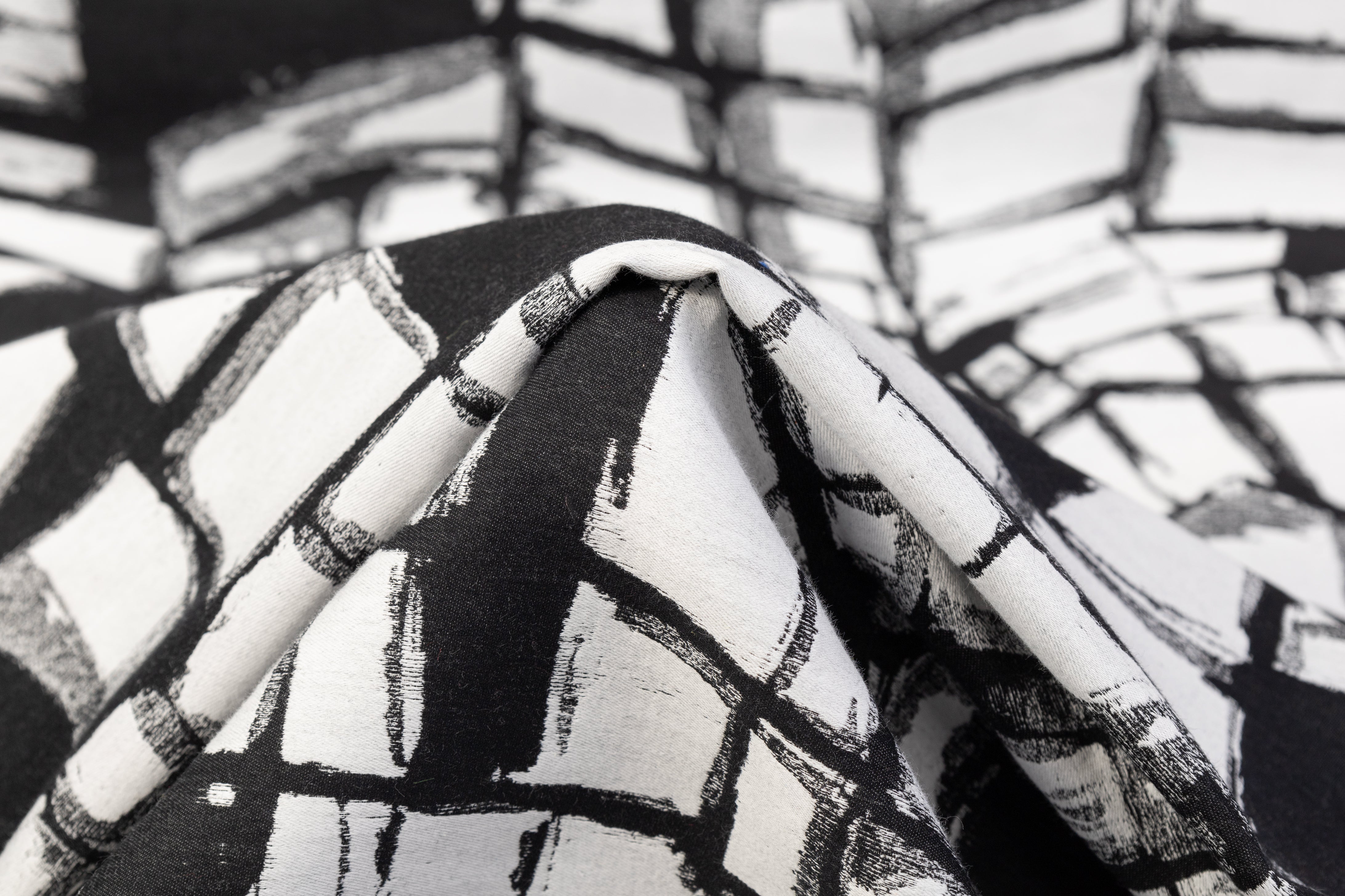 Abstract Italian Silk Blend Brocade - Black / White