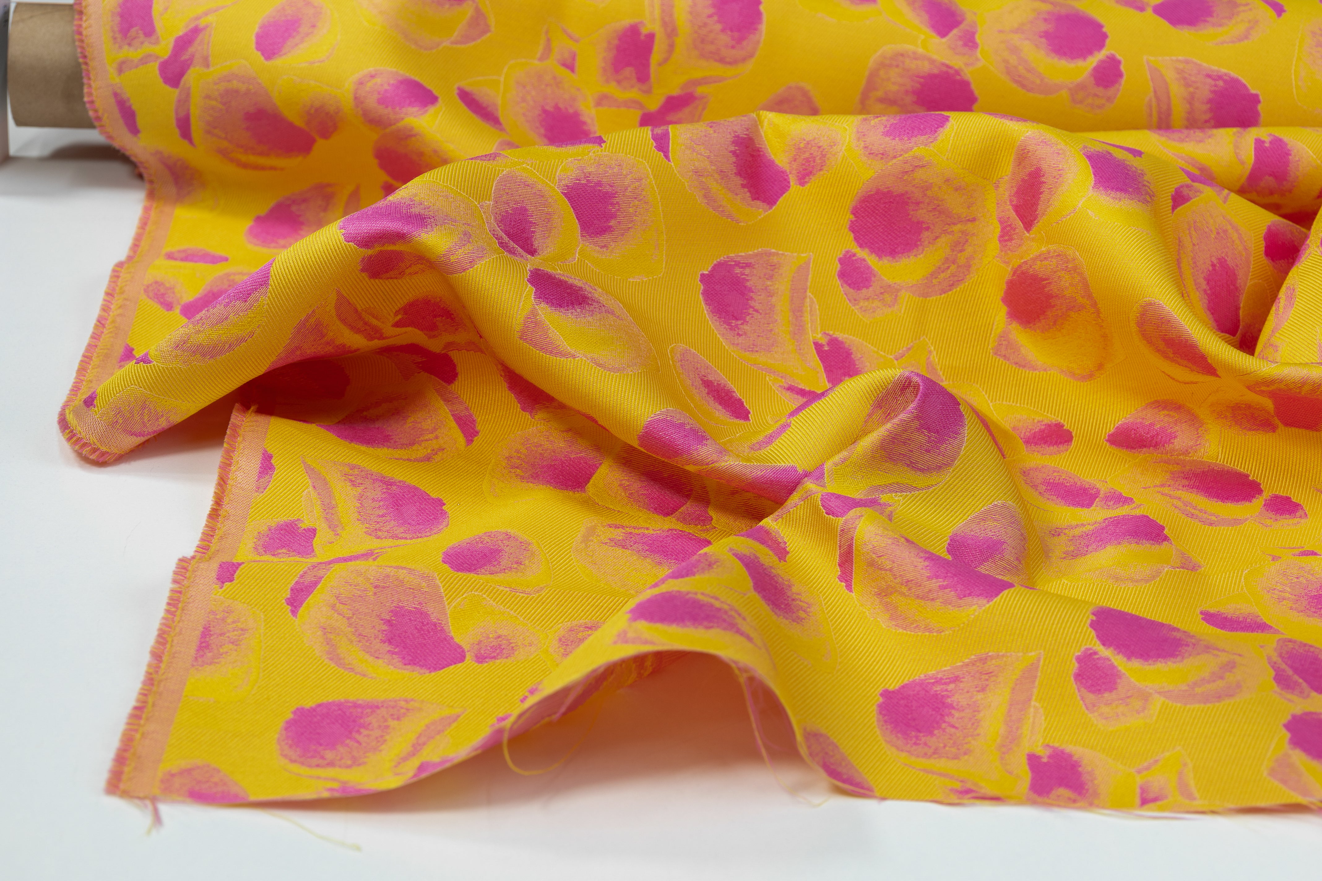 Abstract Silk Blend Brocade - Pink / Yellow