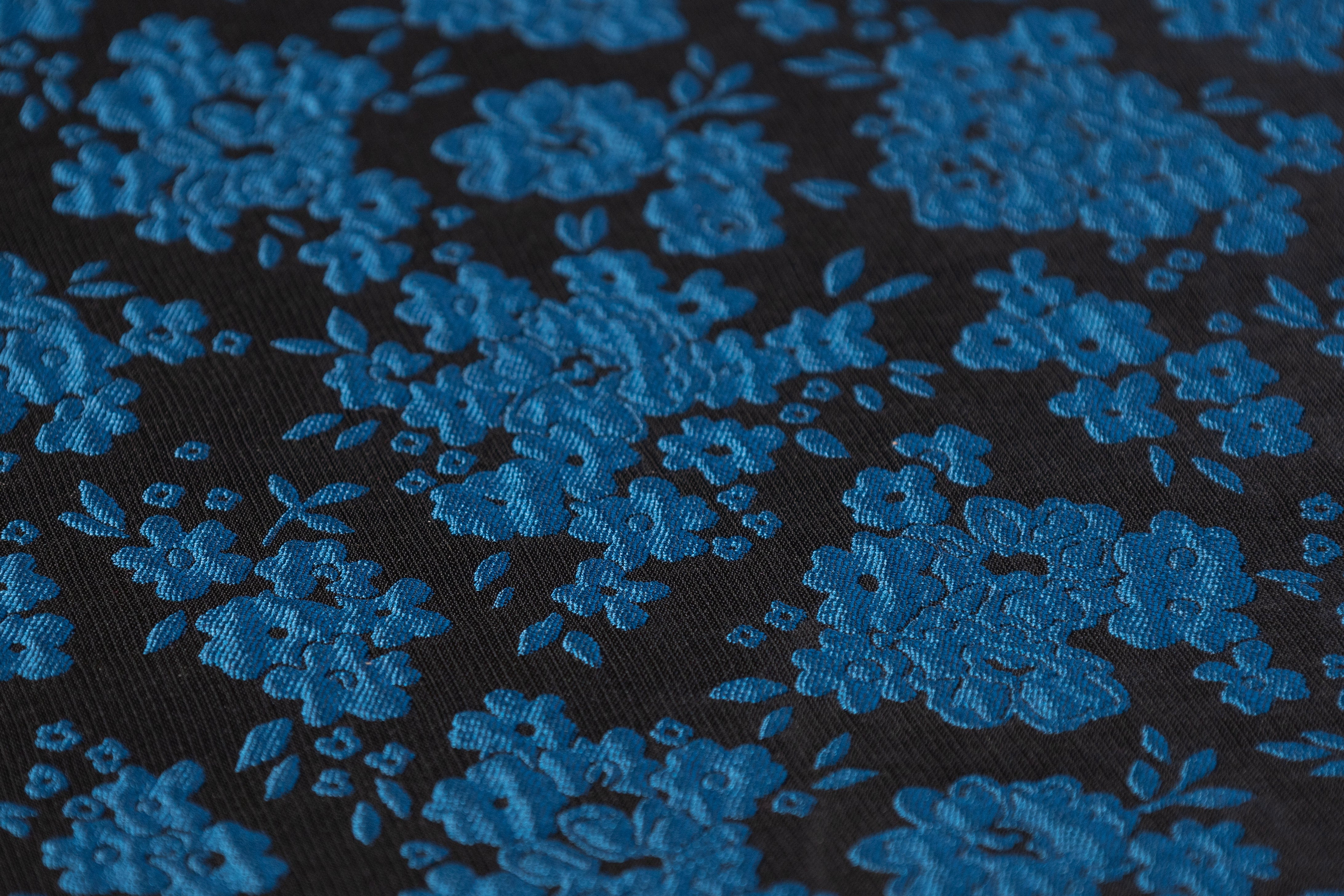 Floral Brocade - Blue / Black