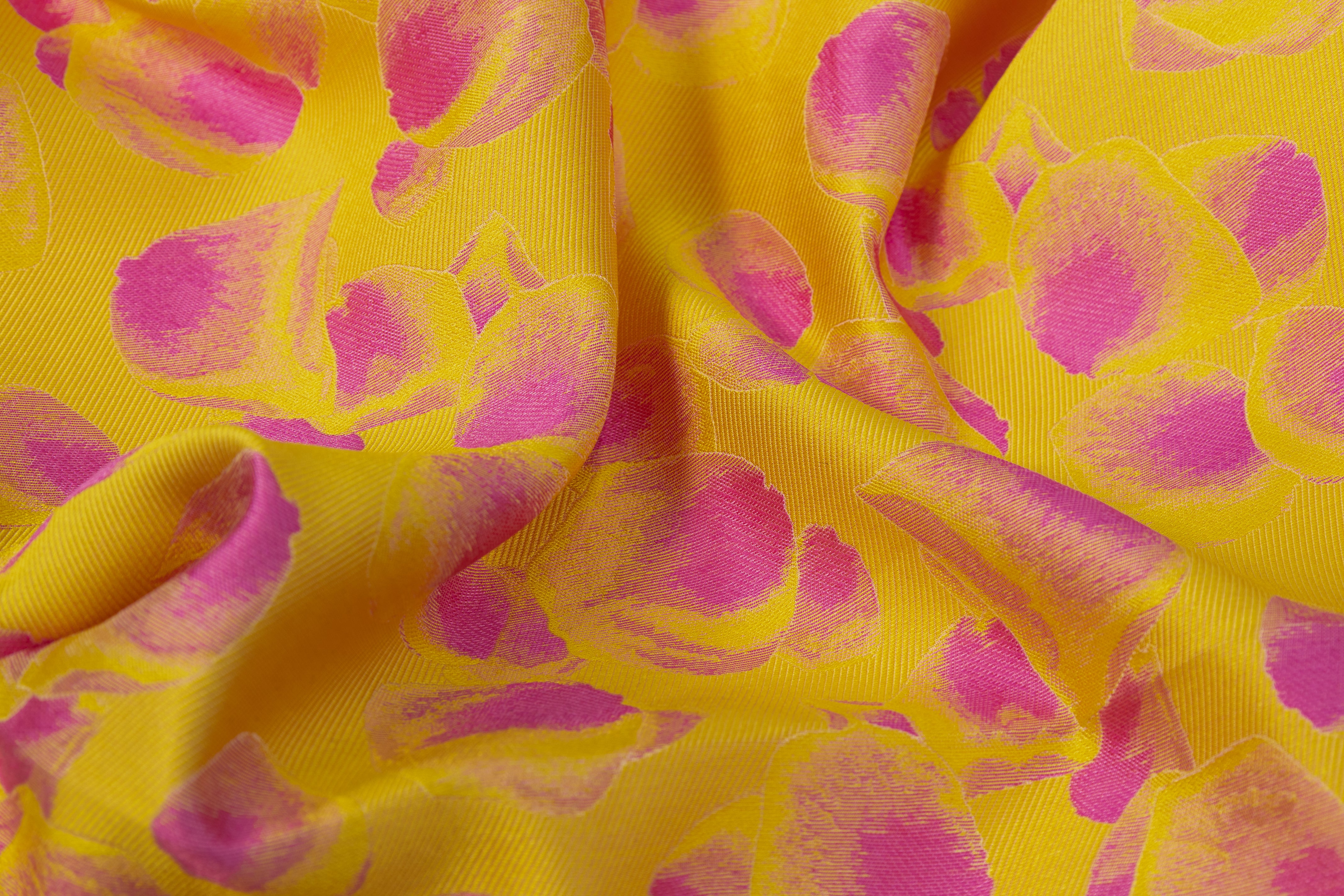 Abstract Silk Blend Brocade - Pink / Yellow