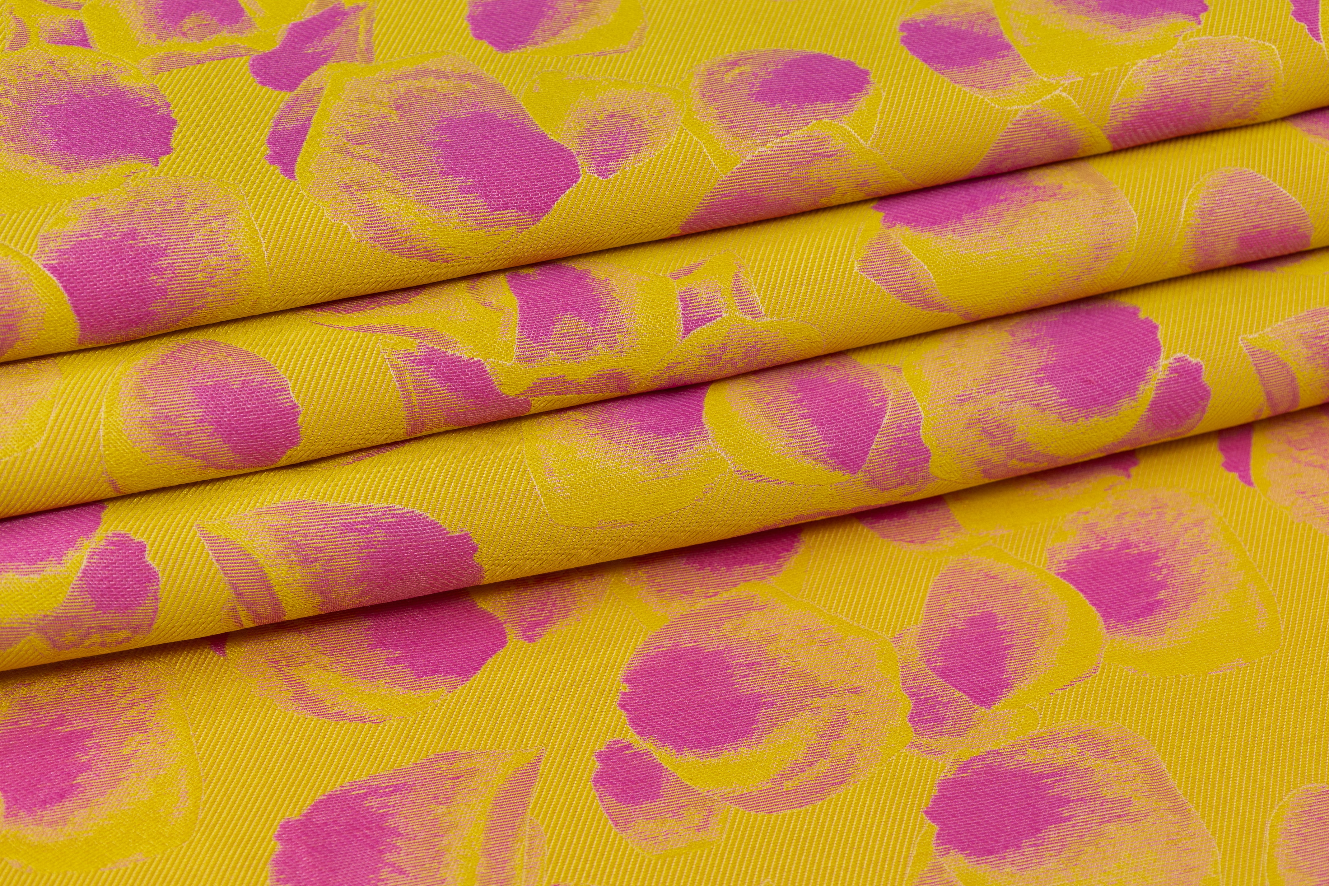 Abstract Silk Blend Brocade - Pink / Yellow