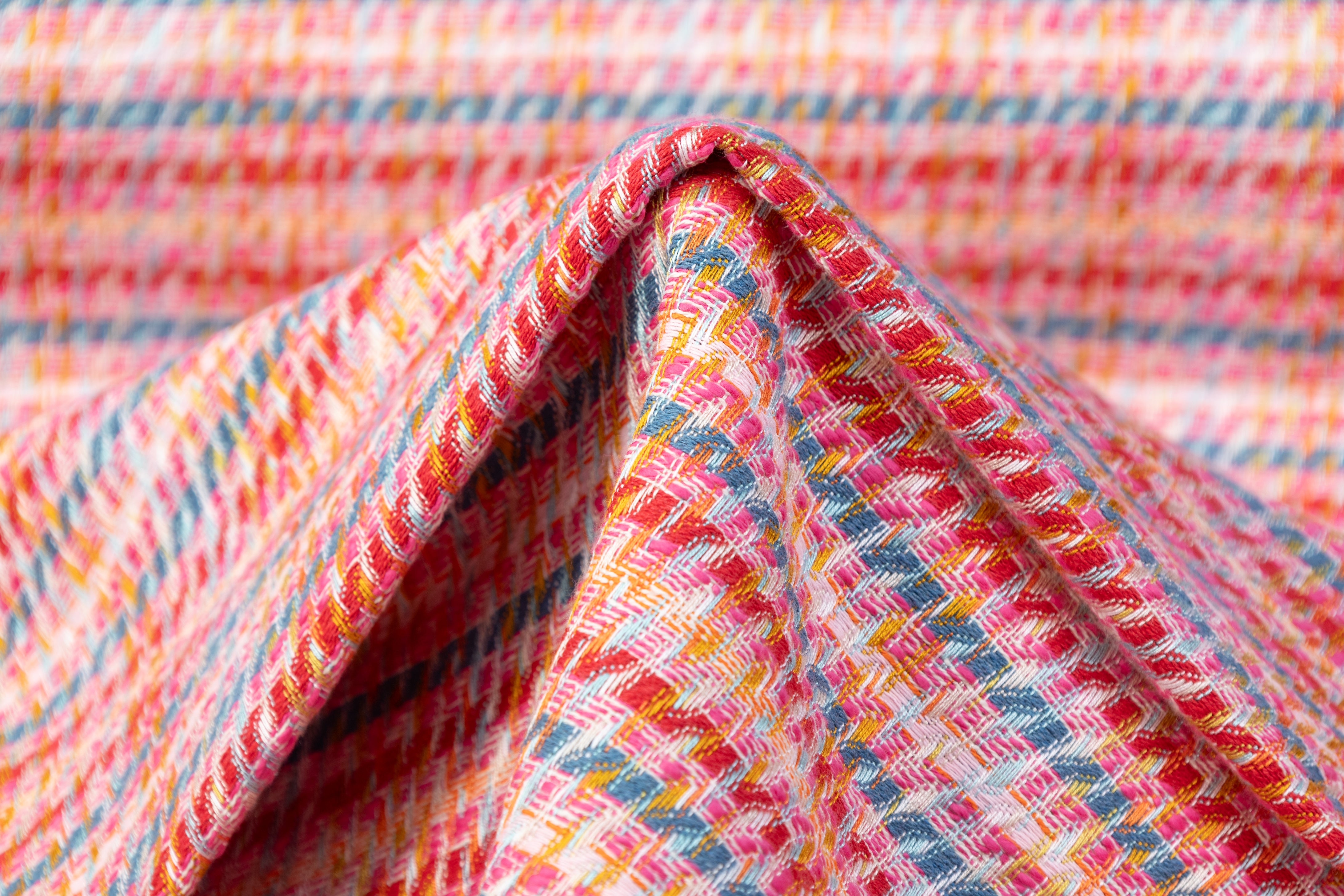 Italian Cotton Viscose Blend Tweed - Pink