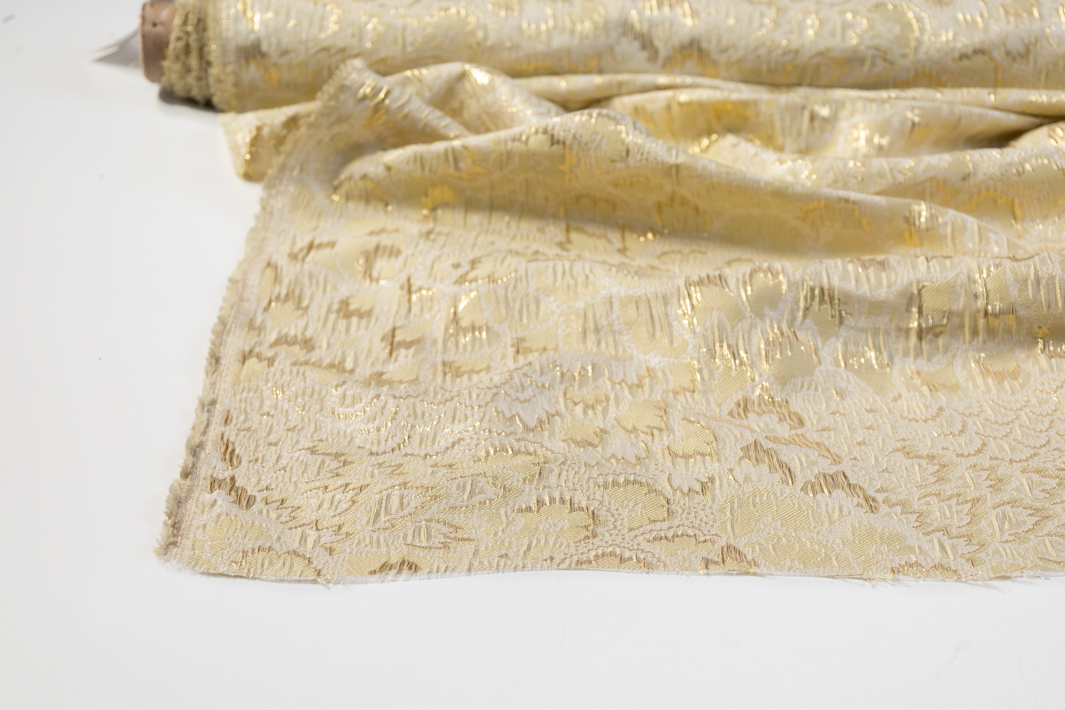 Floral Crushed Metallic Brocade - Gold