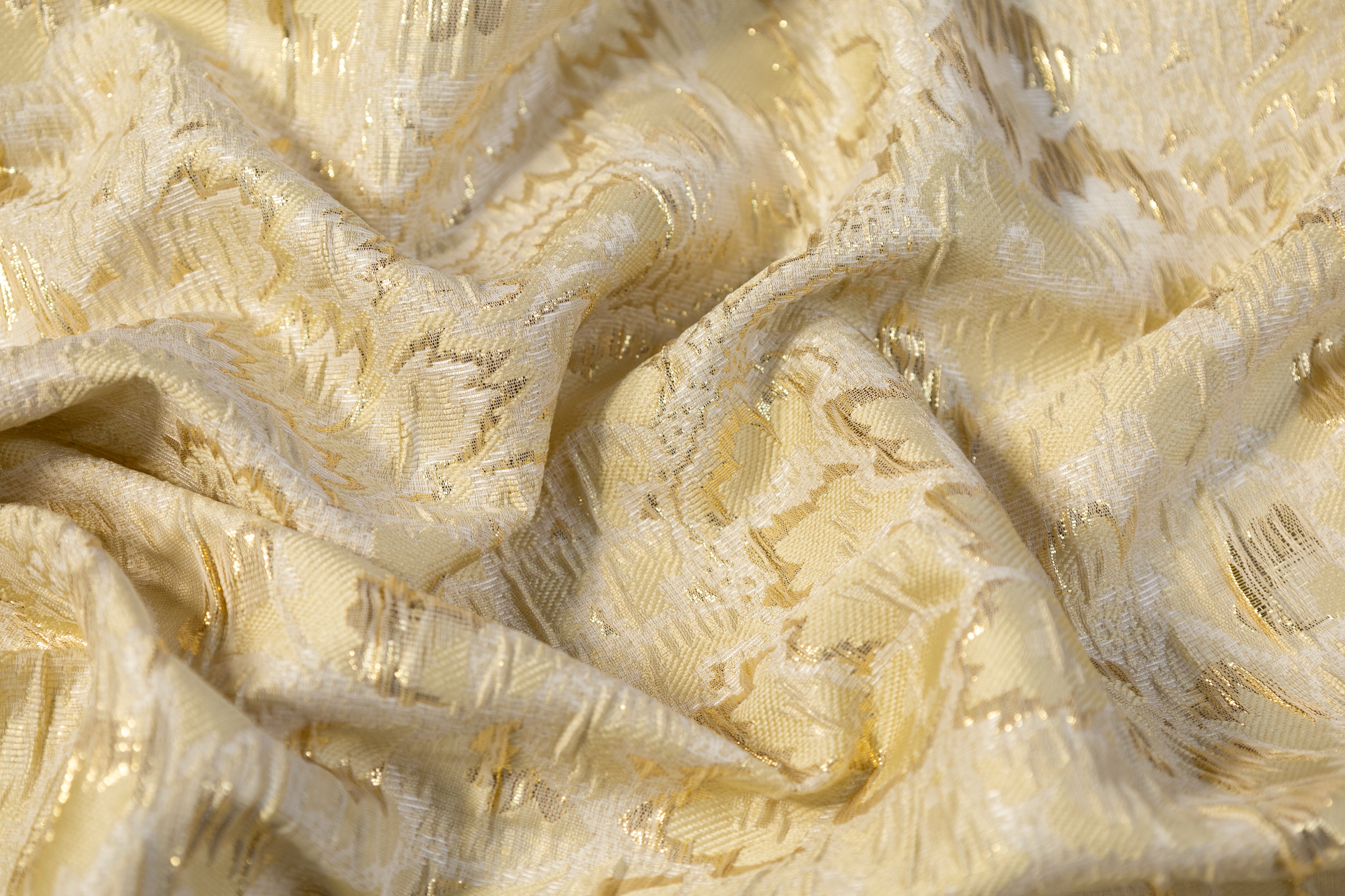 Floral Crushed Metallic Brocade - Gold