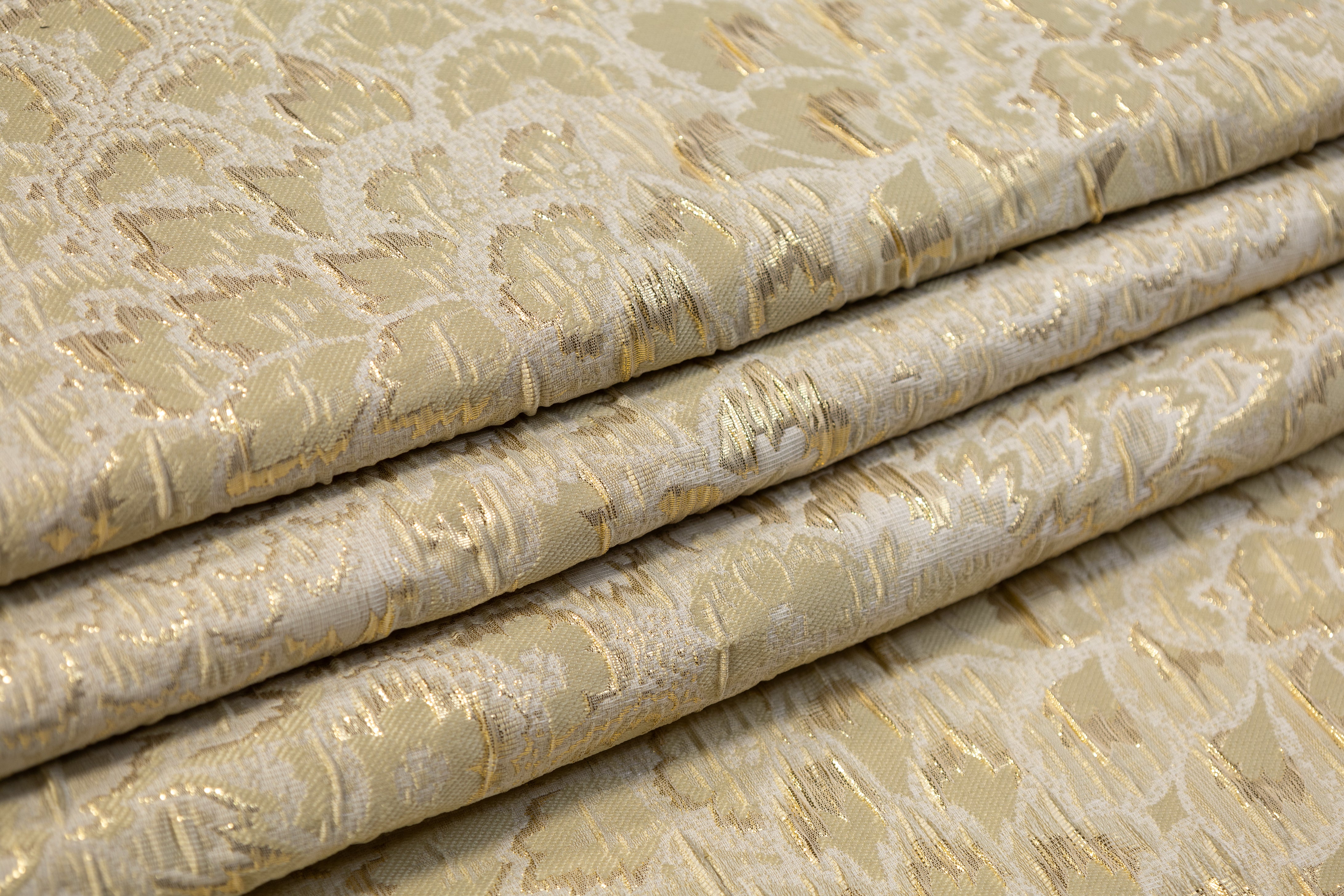 Floral Crushed Metallic Brocade - Gold