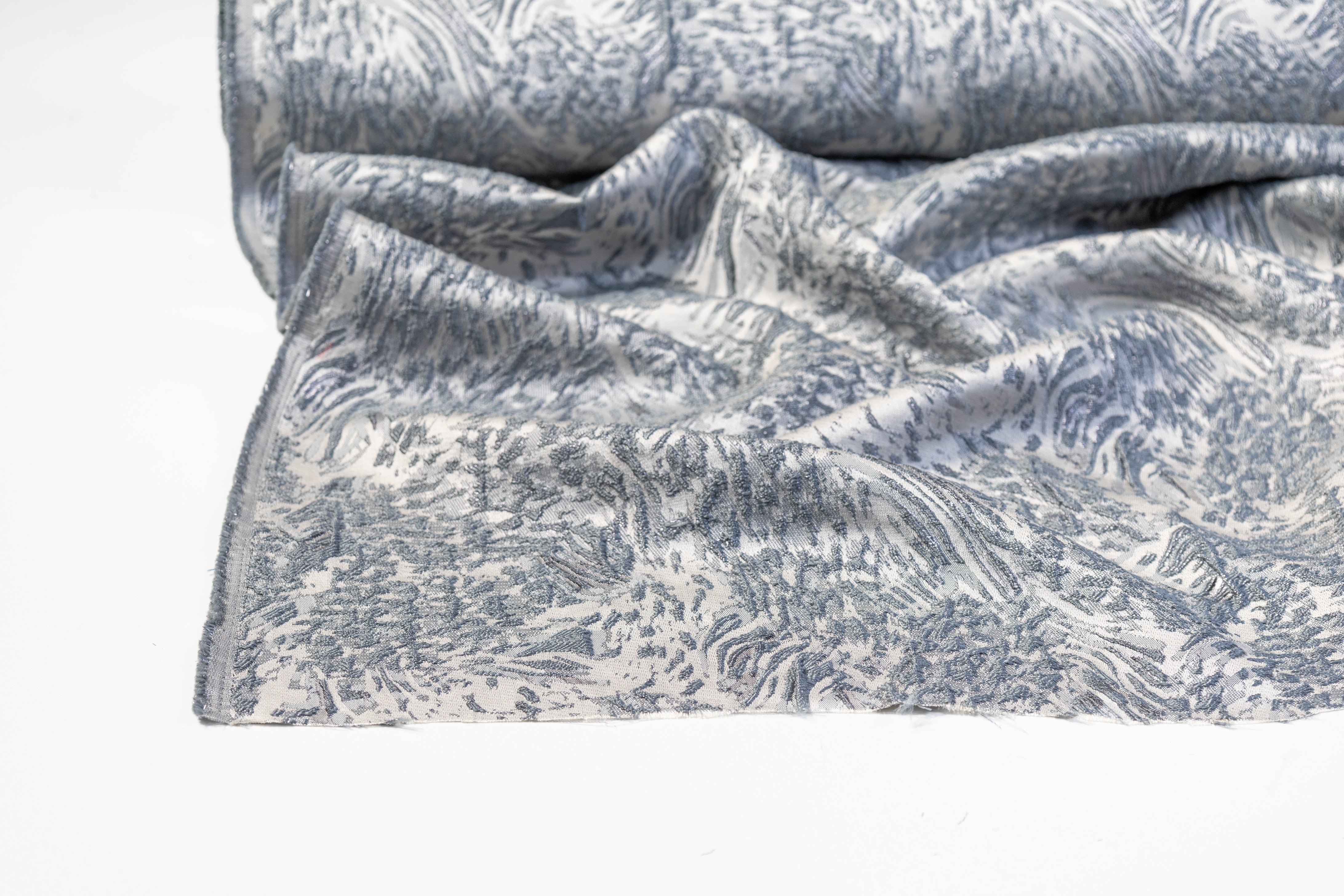 Abstract Metallic Cloqué Brocade - Blue Gray