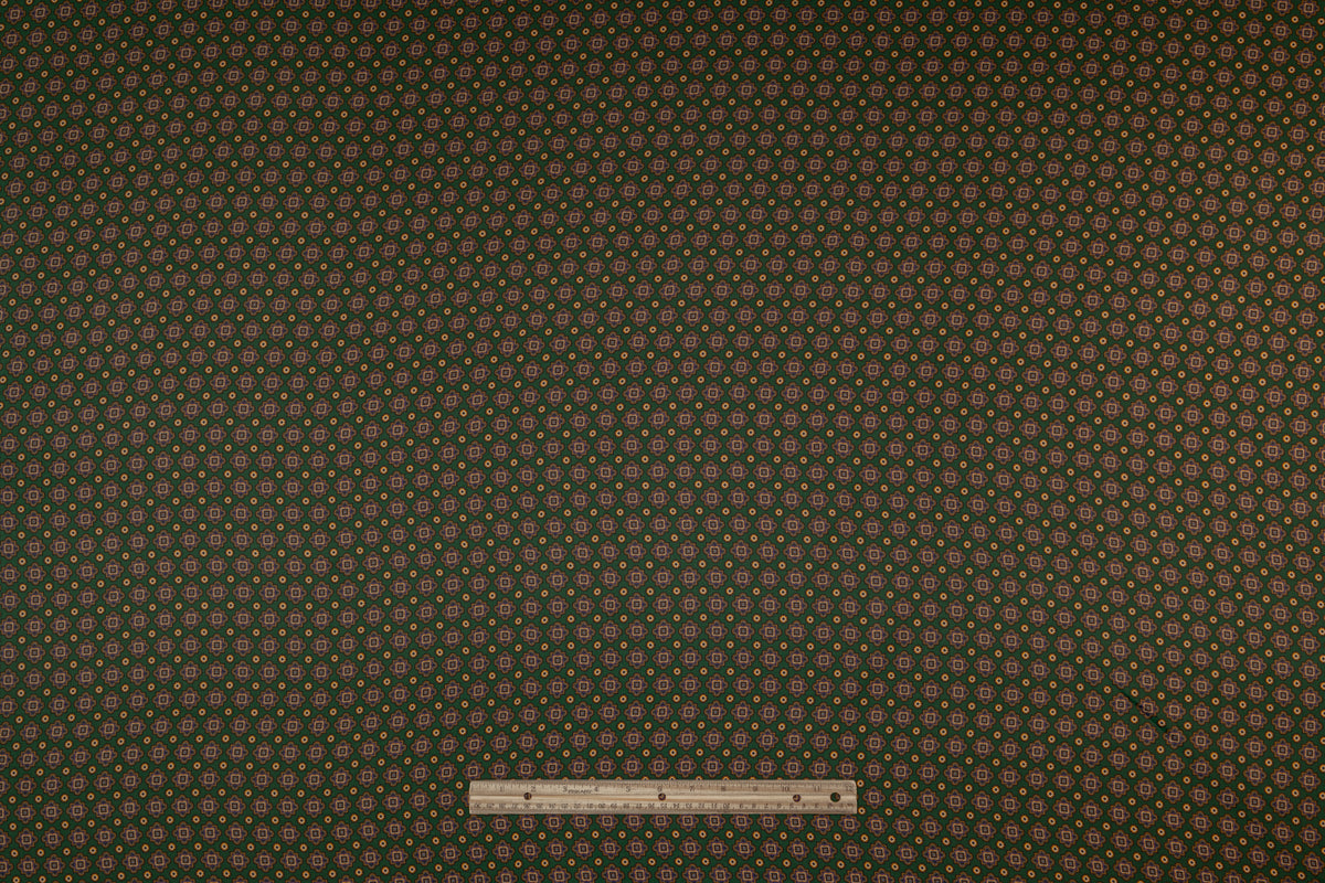 Foulard Medallion Italian Silk Twill - Green / Purple / Brown