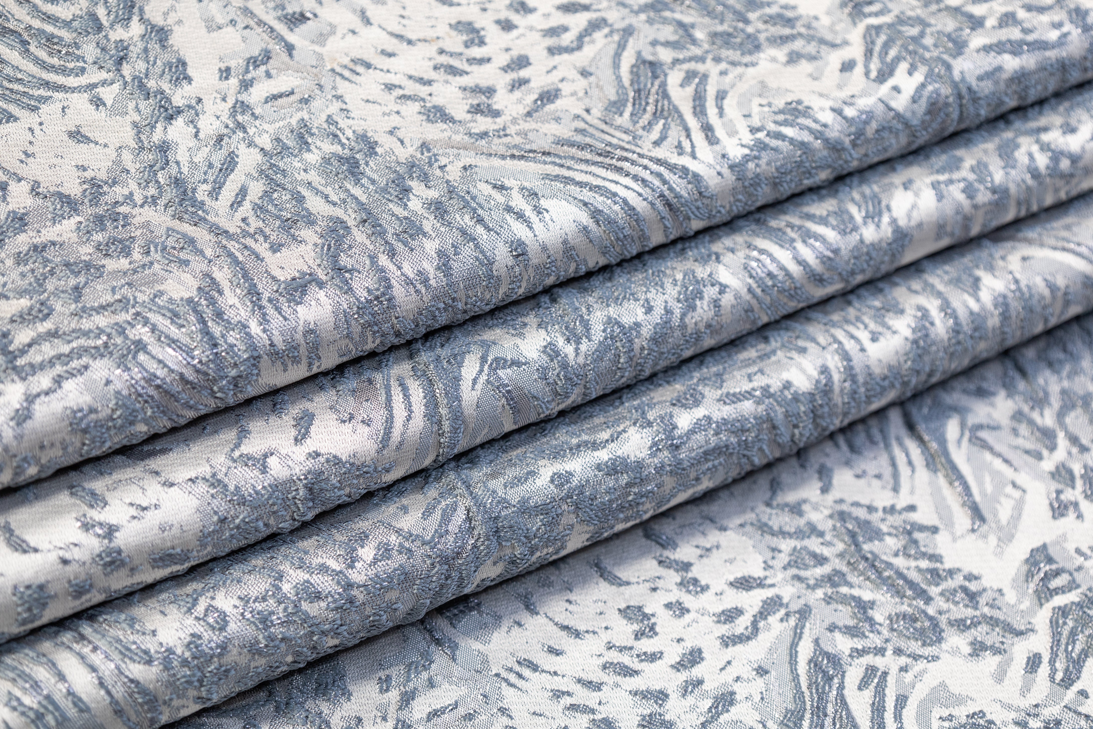 Abstract Metallic Cloqué Brocade - Blue Gray