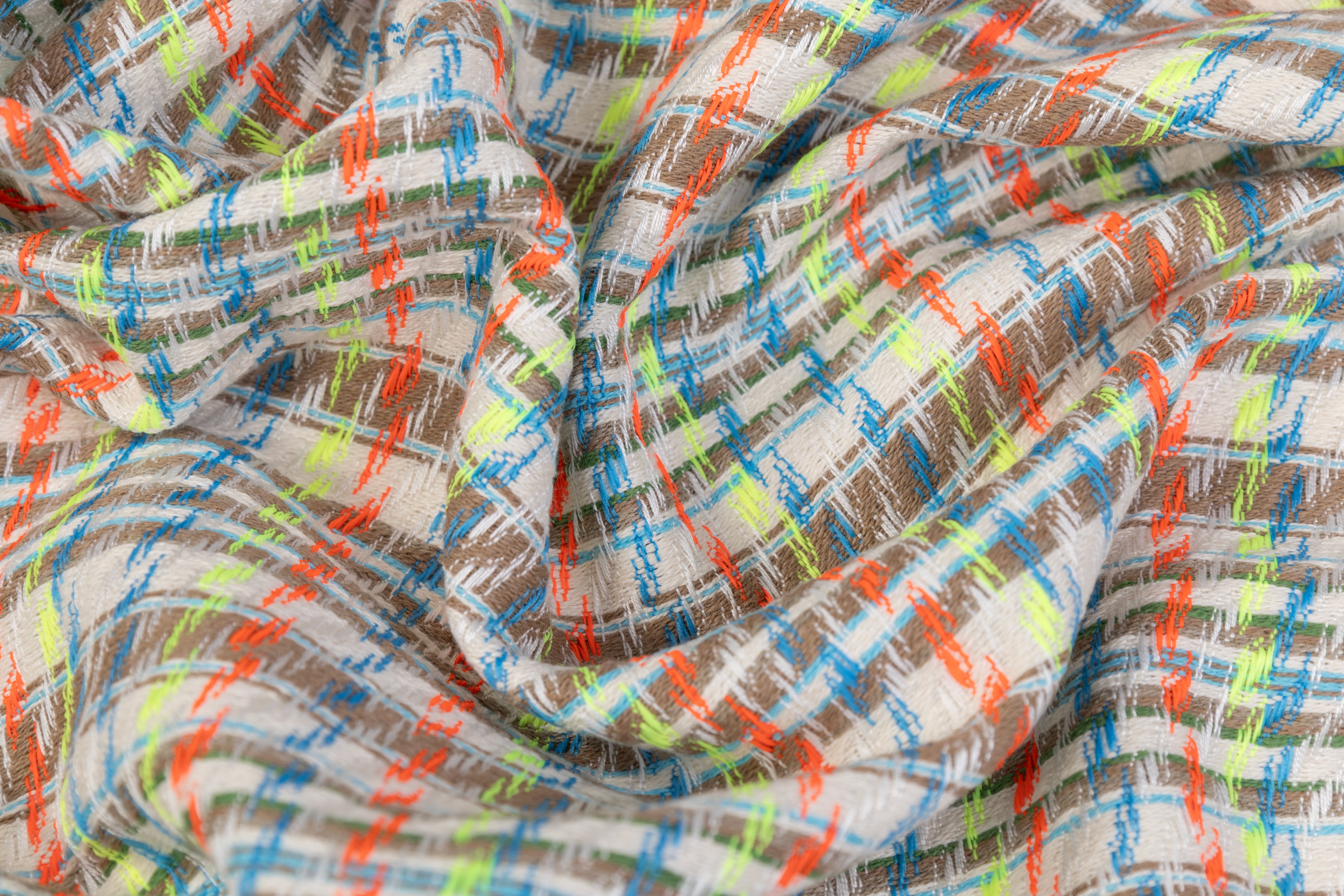 Italian Cotton Viscose Blend Tweed - Multicolor