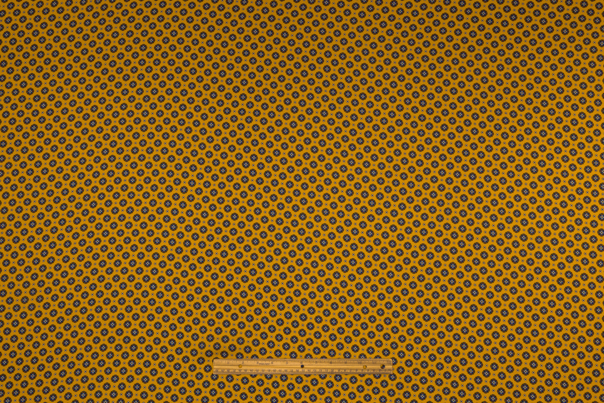 Foulard Medallion Italian Silk Twill - Golden Yellow